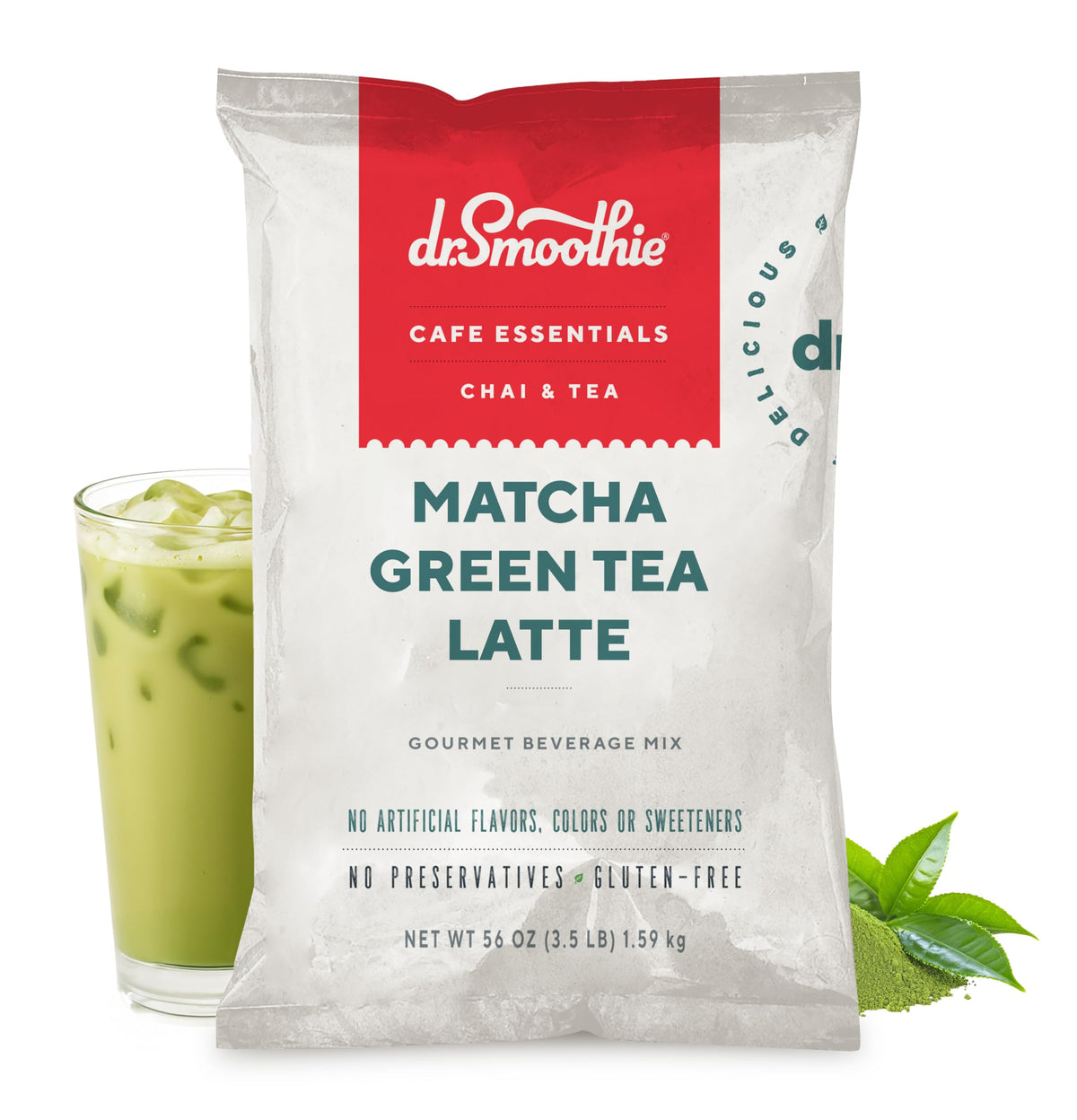Dr. Smoothie Matcha Green Tea Latte, No Artificial Additives, 51mg Caffeine, 56 Ounce, 30 Servings