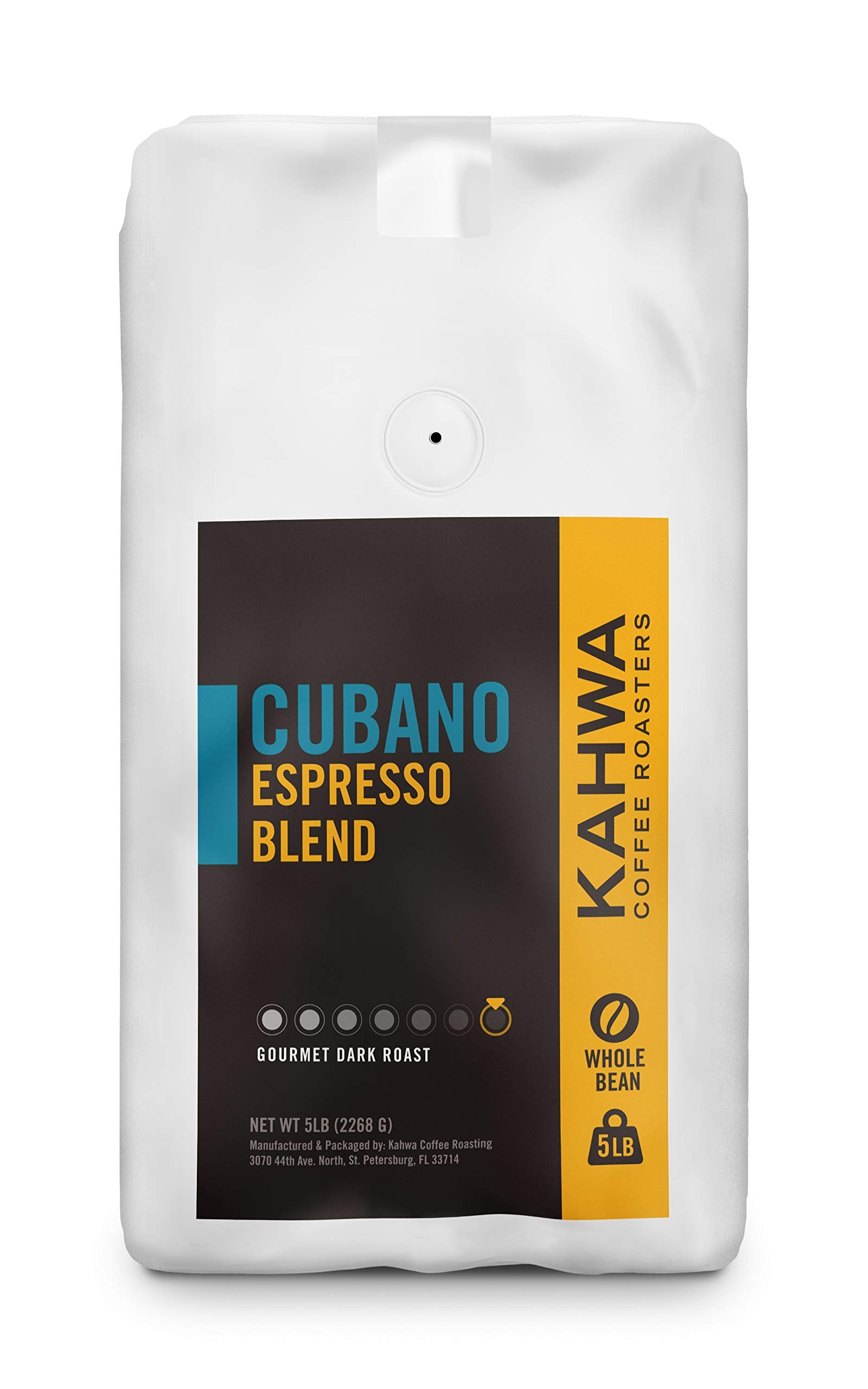 Kahwa Coffee Roasting Cubano Dark Roast Espresso Whole Bean Coffee, 5 lb Bag (80 Ounce)