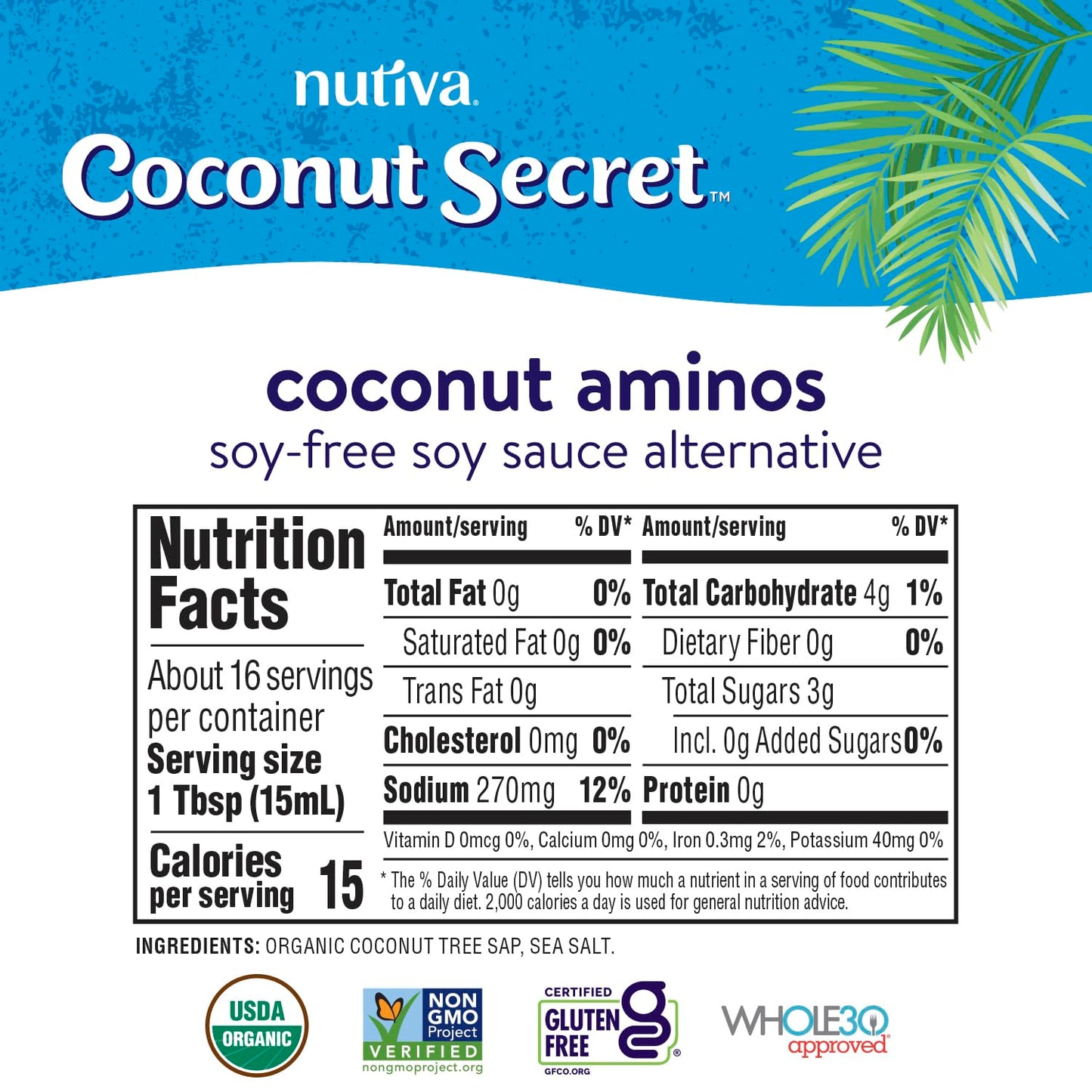 Coconut Secret, Organic Liquid Coconut Aminos, 8 fl oz (pack of 4), All-Purpose Seasoning Sauce & Marinade, Soy-Free Soy Sauce A