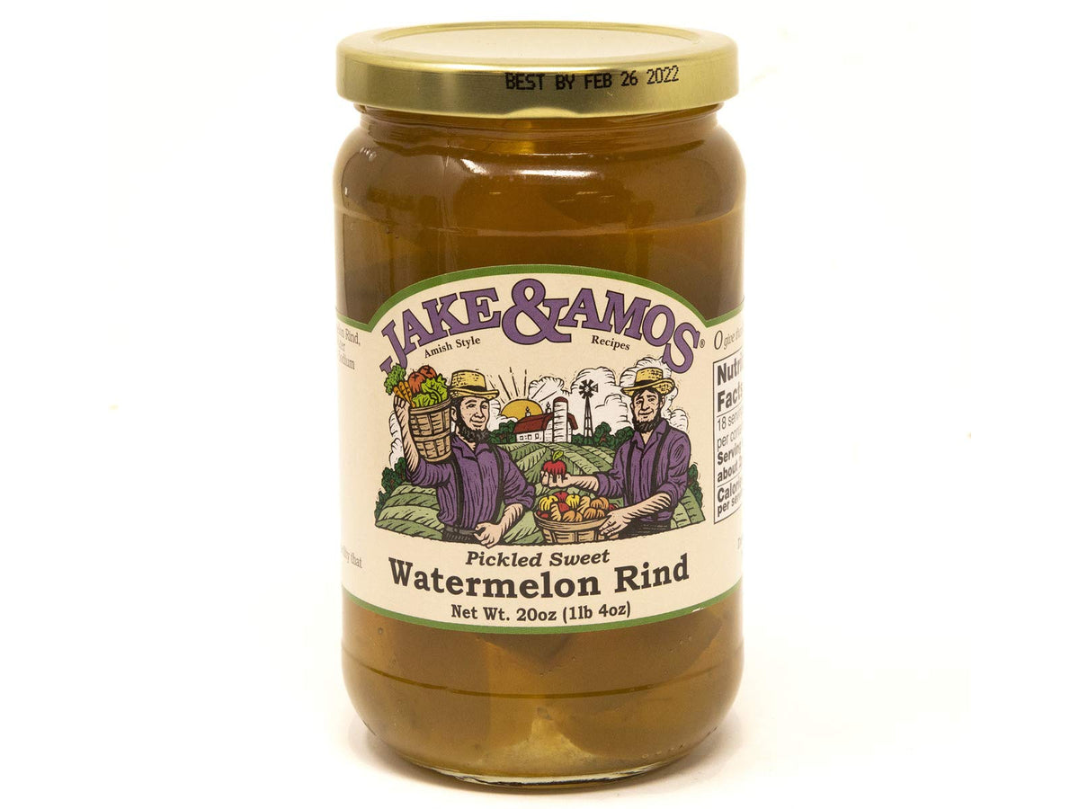 Jake & Amos Pickled Sweet Watermelon Rind- 2/20 oz. Jars
