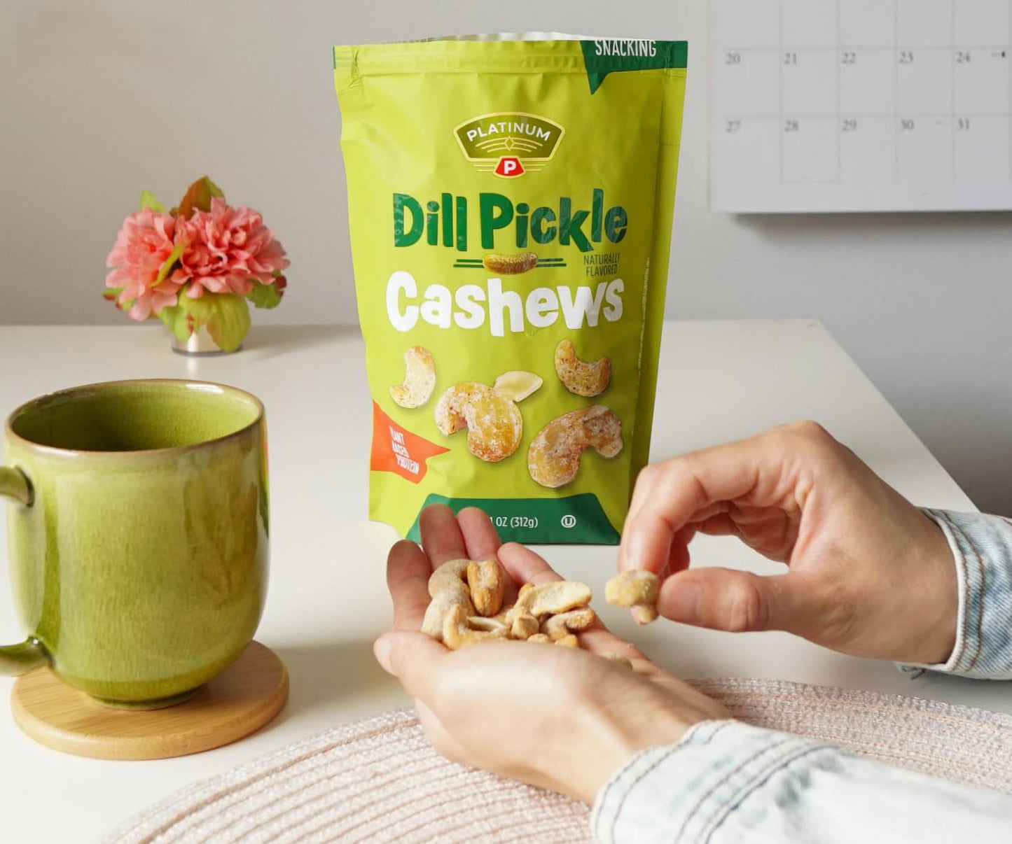 Platinum Dill Pickle Cashews - Plant Based Snack - 11oz Resealable Pouch
