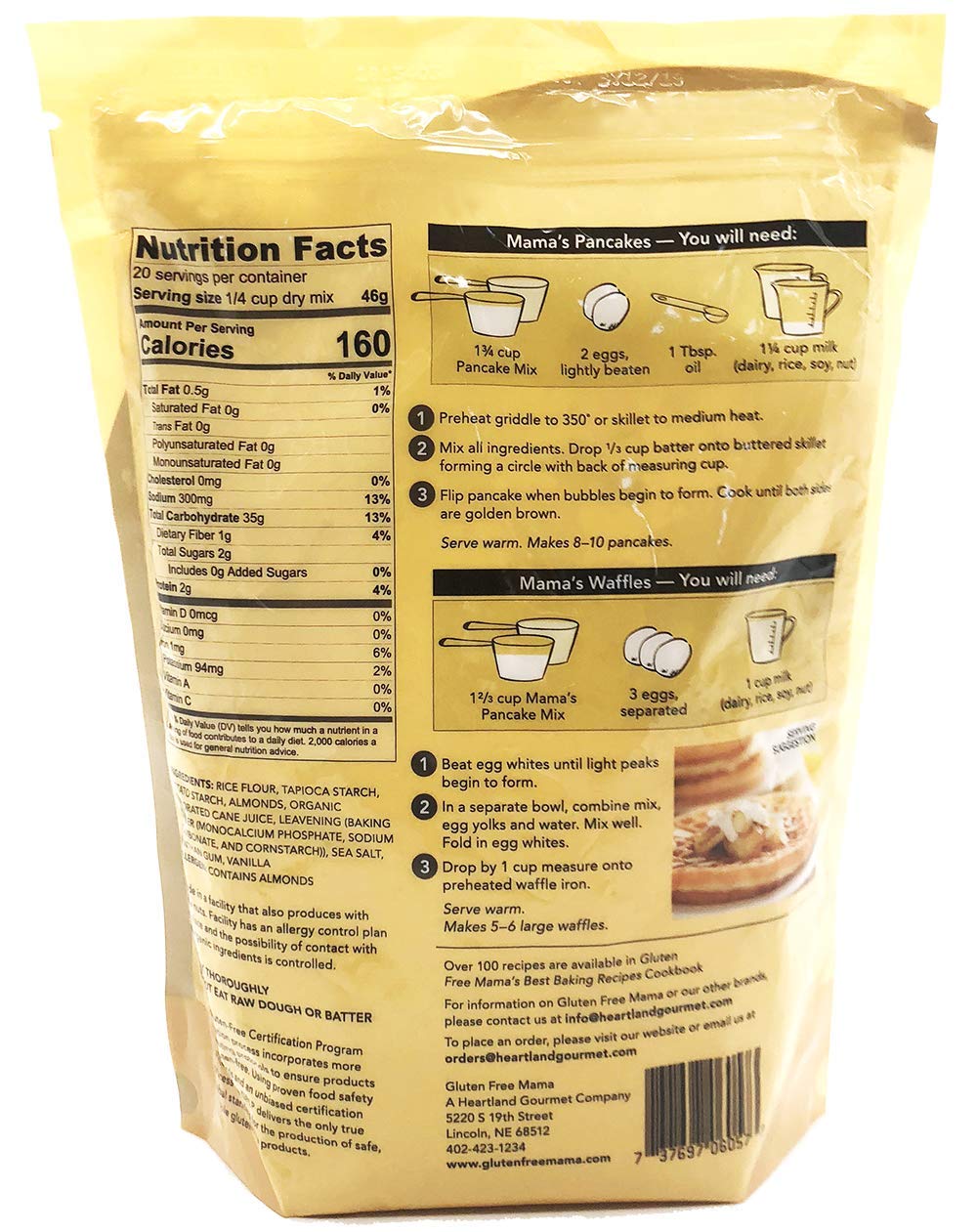 Gluten Free Mama'S: Pancake And Waffle Mix - Light And Fluffy - 32 Oz Bag
