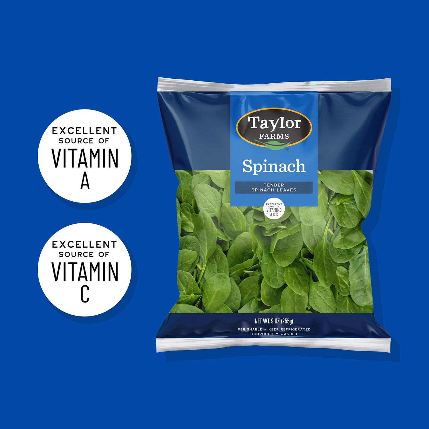 Taylor Farms Spinach, 9 oz Bag