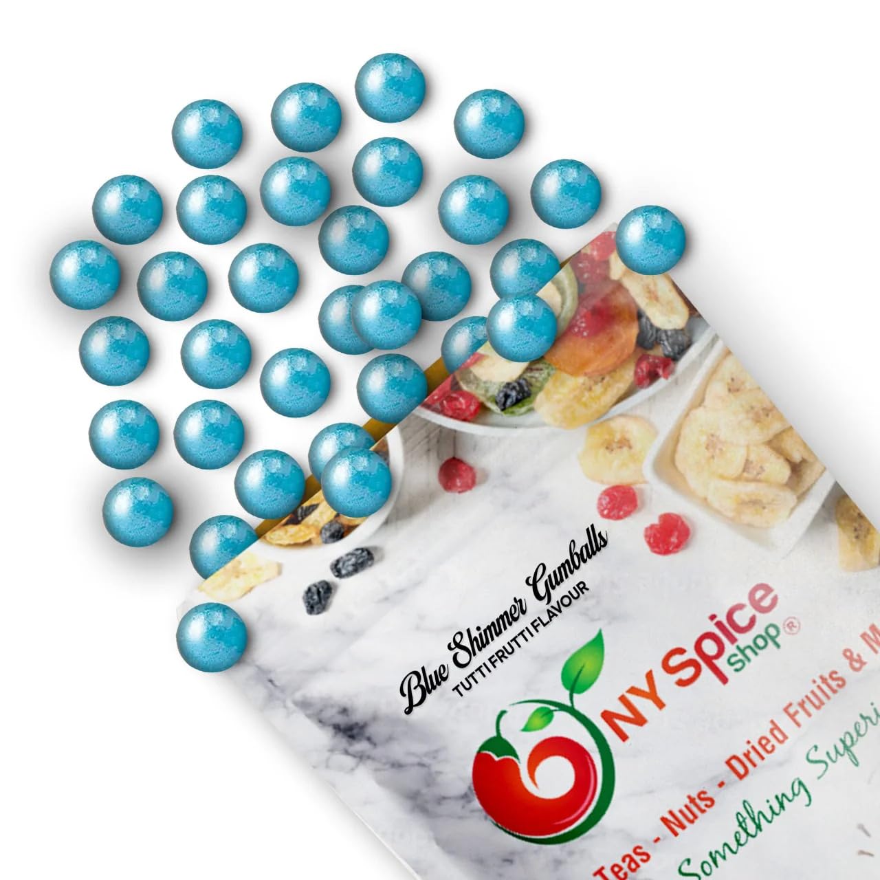 NY Spice Shop Blue Shimmer Gumballs - 1 Pound Gumballs for Gumball Machine - Chewing Gum Dubble Bubble Gumballs - Fruit Flavored