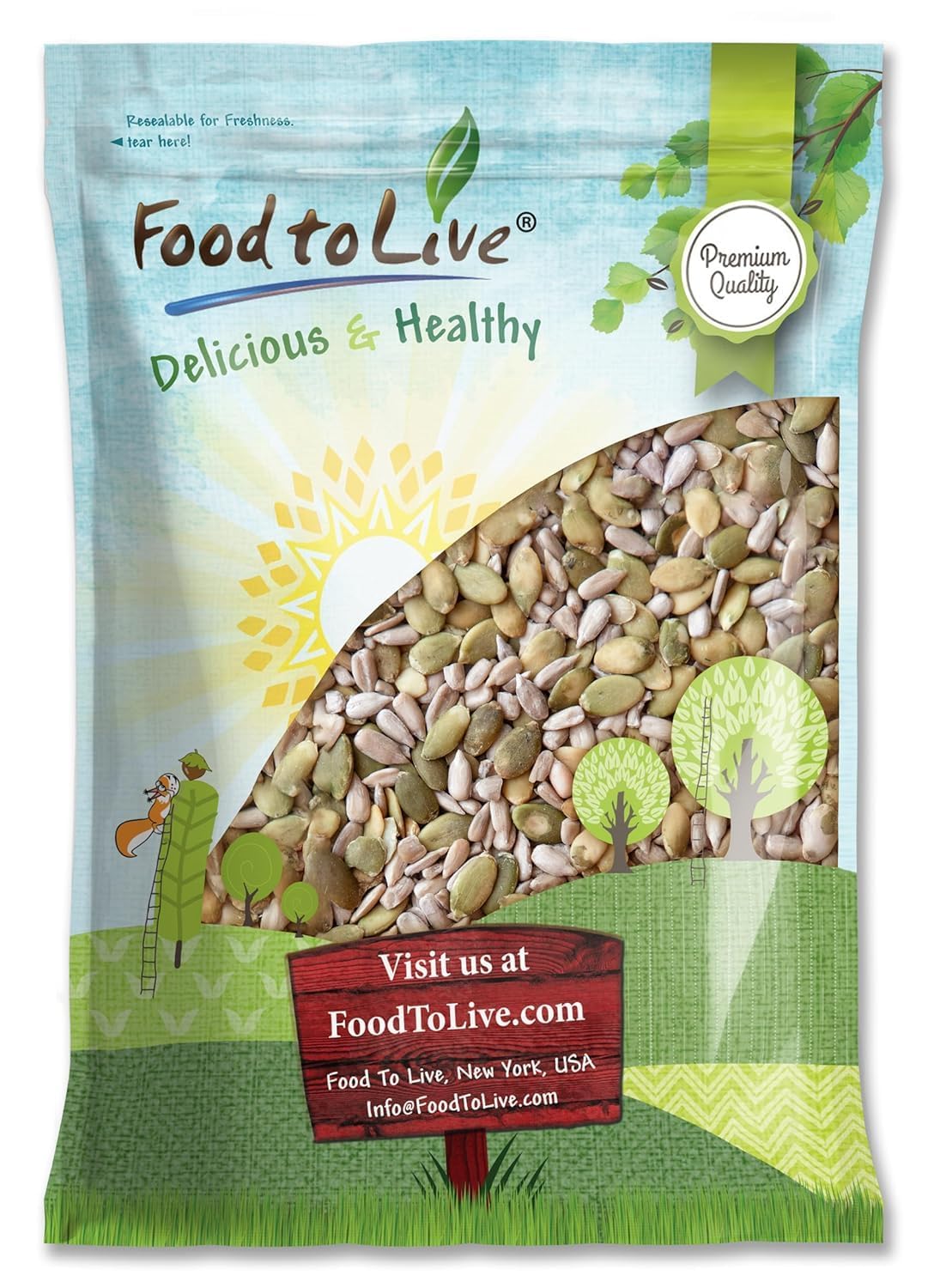 Food to Live Organic Dry Roasted Sunflower and Pumpkin Seed Mix, 16 Pounds - Oven Roasted, No Oil added, Healthy, Natural Snack,