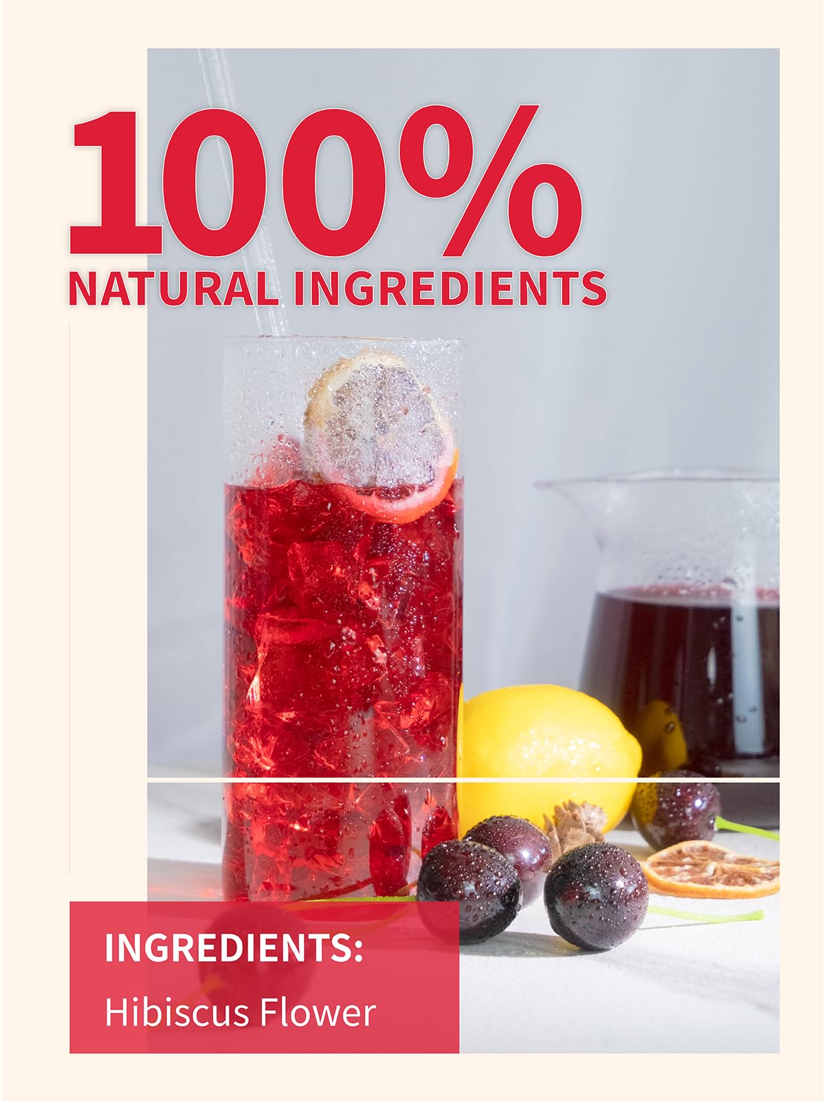 TeeLux Hibiscus Iced Tea Bags, Caffeine Free Herbal Tea, 20 Count Family Size