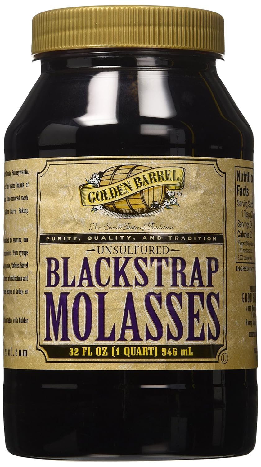 GOLDEN BARREL Unsulfured Black Strap Molasses, 32 Fl Oz, BLAWM-12/32