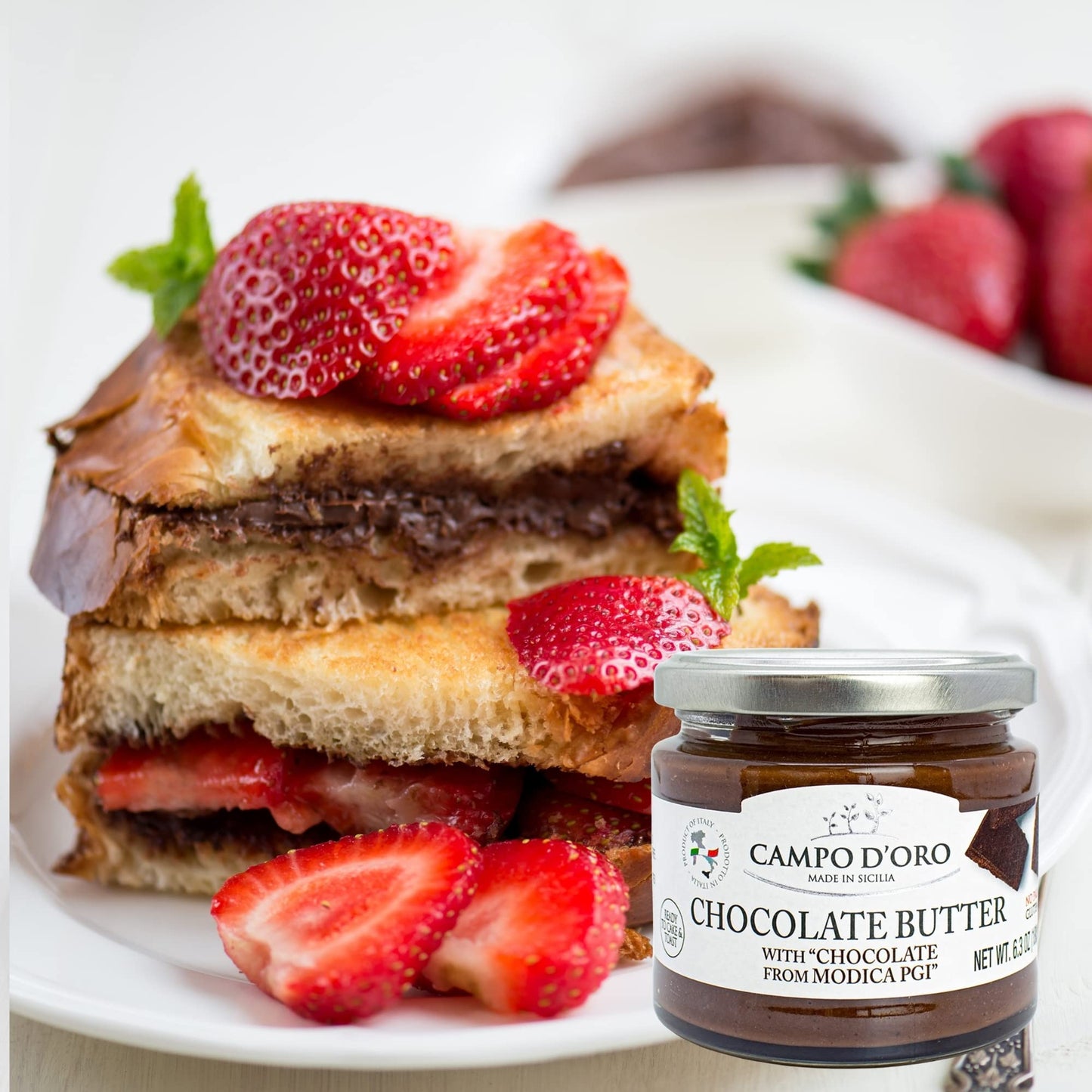 CAMPO DORO Premium Chocolate Spread, DOP Certified Modica Chocolate, Creamy, 6.35oz, No Palm Oil
