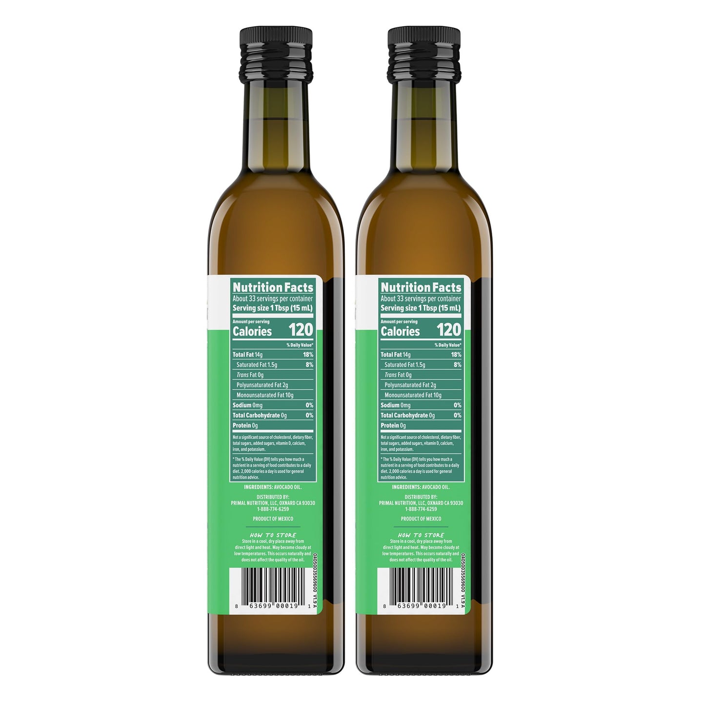 Primal Kitchen Avocado Oil, Whole30 Approved, Paleo & Keto Certified, 16.9 Fl Oz, Pack of 2