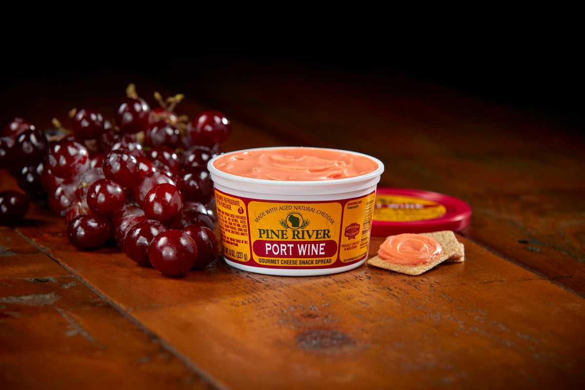 Pine River Cheese Spreads 4-Pack | Port Wine | 8 oz Tubs | Shelf-Stable