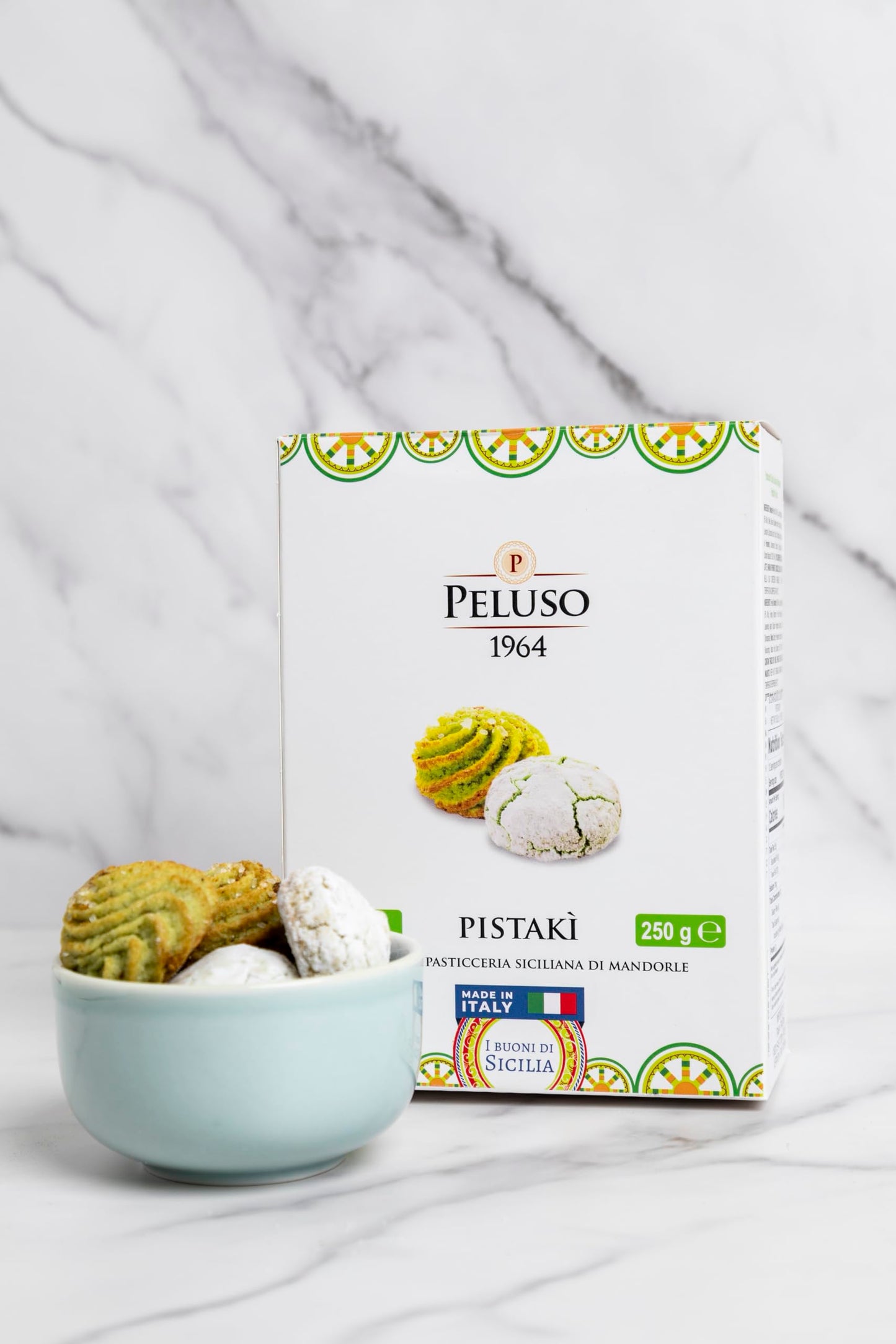 Peluso Pistaki Sicilian Almond Cookies, 250g, 12 Count - Artisanal Biscotti, Perfect for Snacking & Gifting, Pistachio Flavor