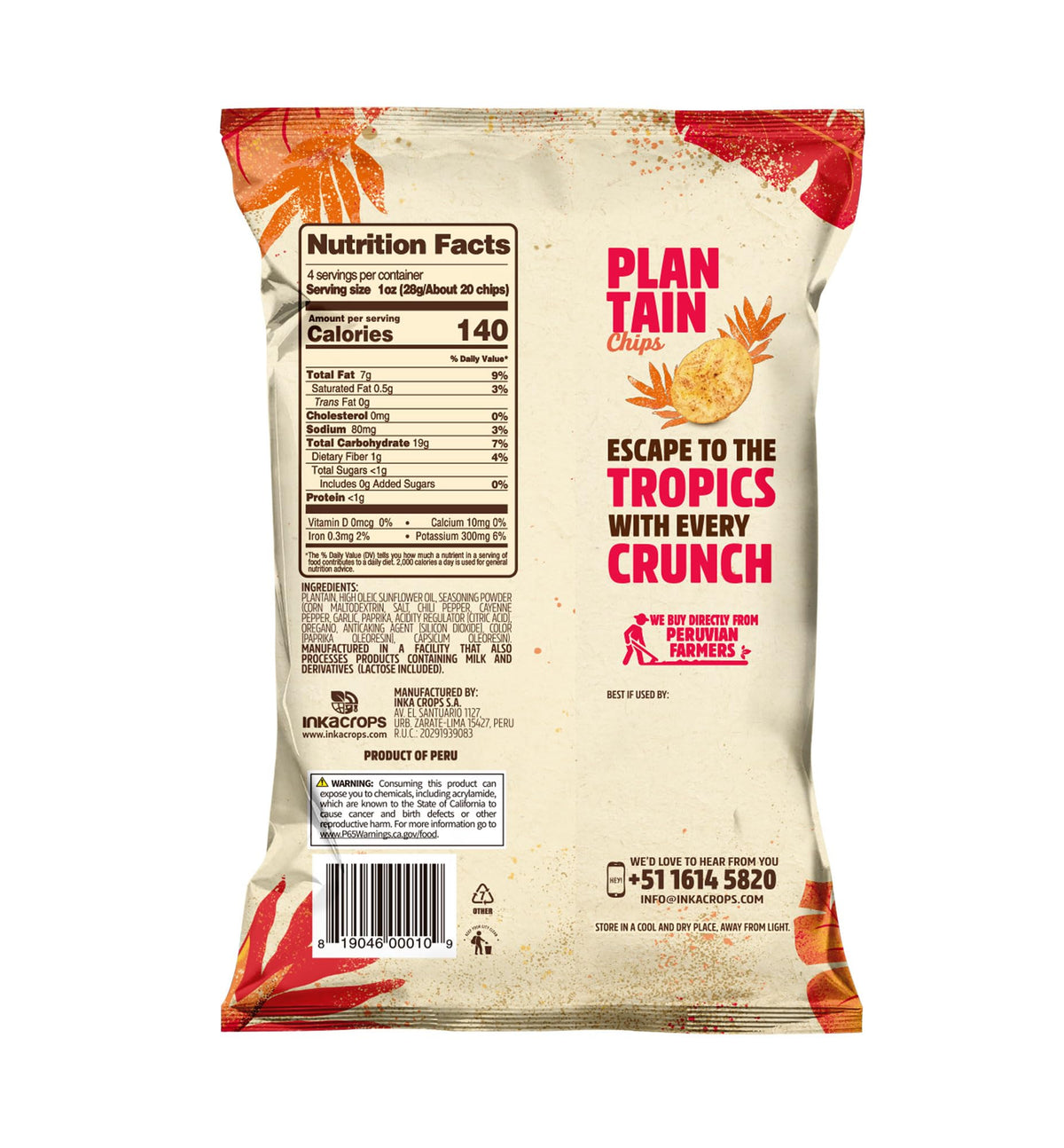 Inka Crops Chile Picante Plantain Chips (Pack Of 12)
