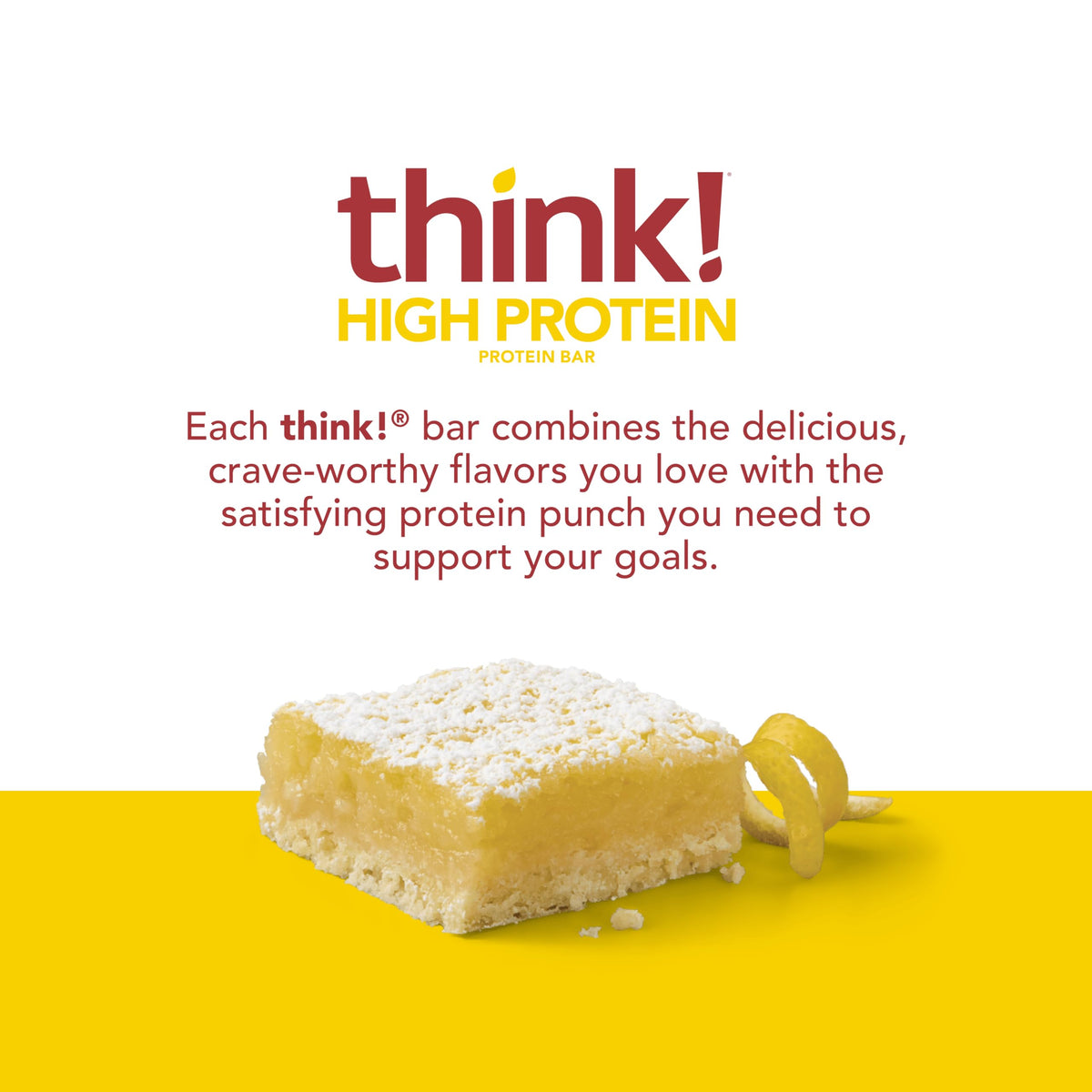think! Protein Bars, High Protein Snacks, Gluten Free, Lemon Delight, 2.1 Oz, 30 Count