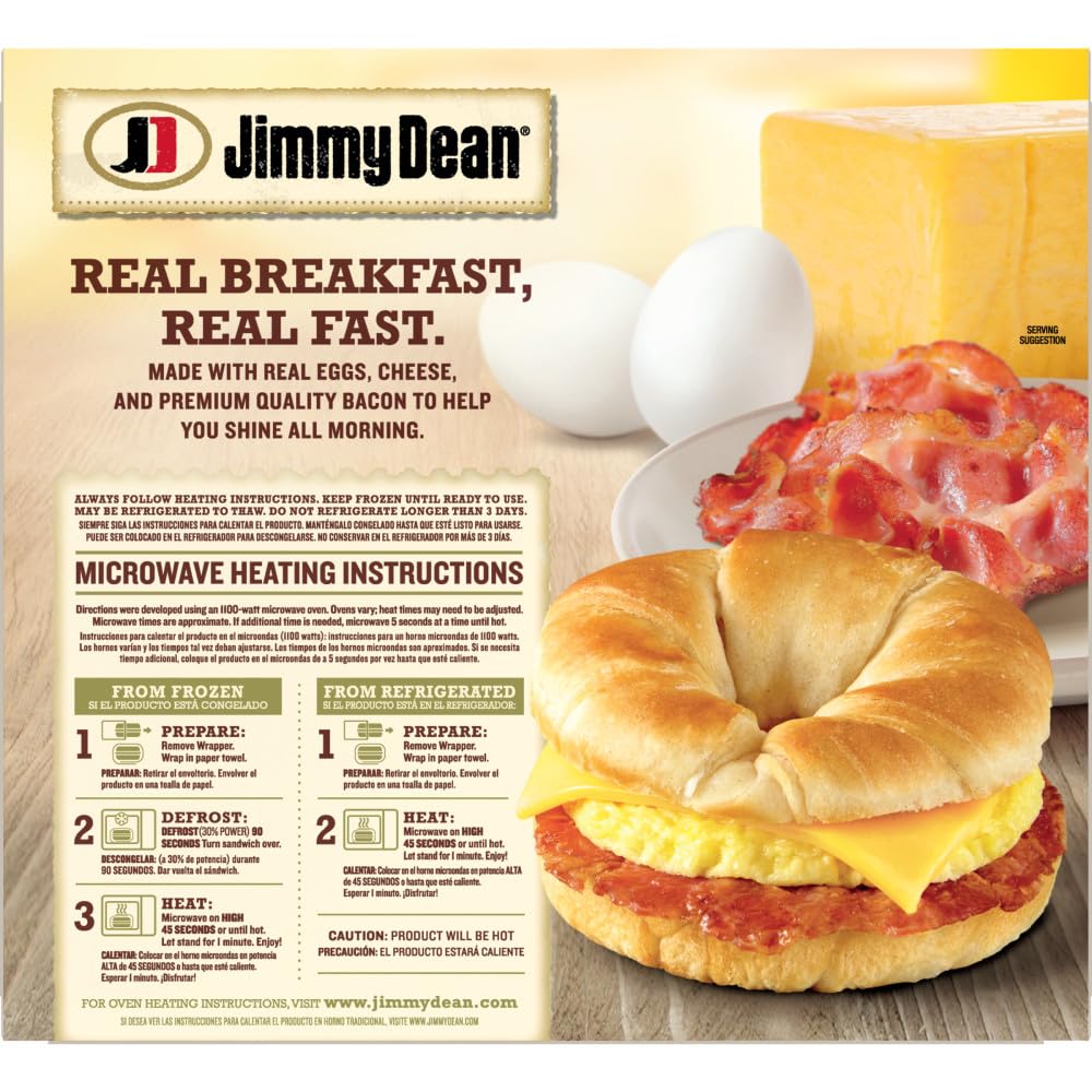 JIMMY DEAN FROZEN BACON EGG CHEESE CROISSANT 28.8 OZ - 0077900501861