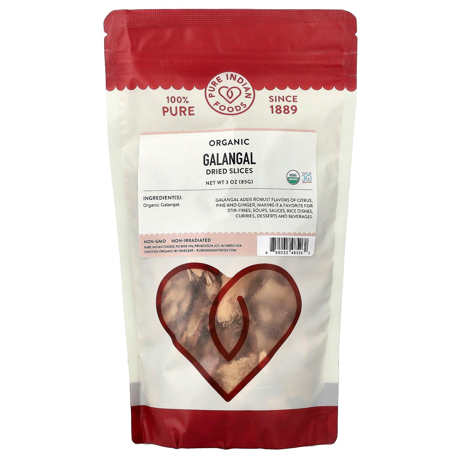 Pure Indian Foods Organic Galangal Dried Slices, 3 oz (85 g)