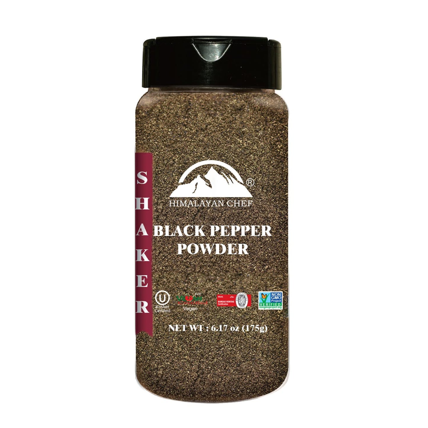 Himalayan Chef Organic Black Pepper Powder - 6.17Oz (175g), Free from Artificial Colors & Additives, Non GMO & Kosher Certified,