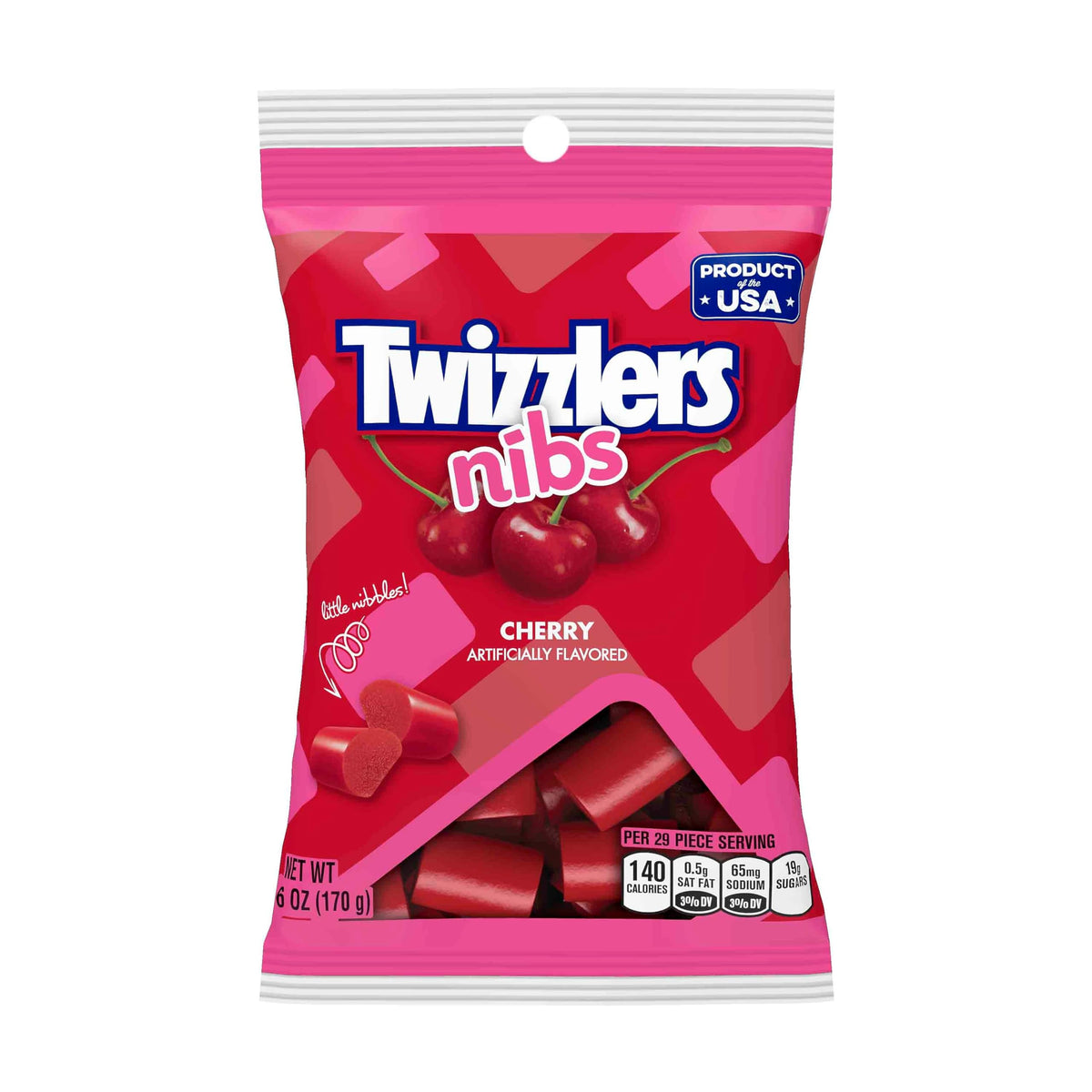 Twizzlers Nibs Cherry Candy, 6 oz Bags, Pack of 12, Random Color