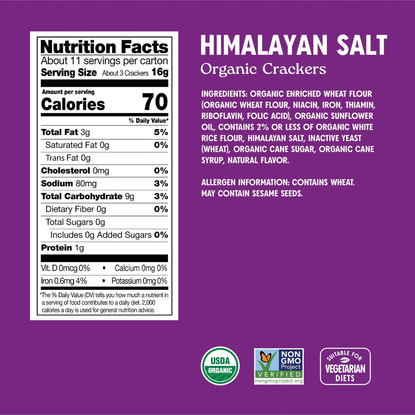 Miltons Organic  Ers, Himalayan Salt - Certified Organic, Non-Gmo Project Verified, Kosher, Made With Real Pink Himalayan Salt, Great For Charcuterie Boards - 6 Oz, Pack Of 8