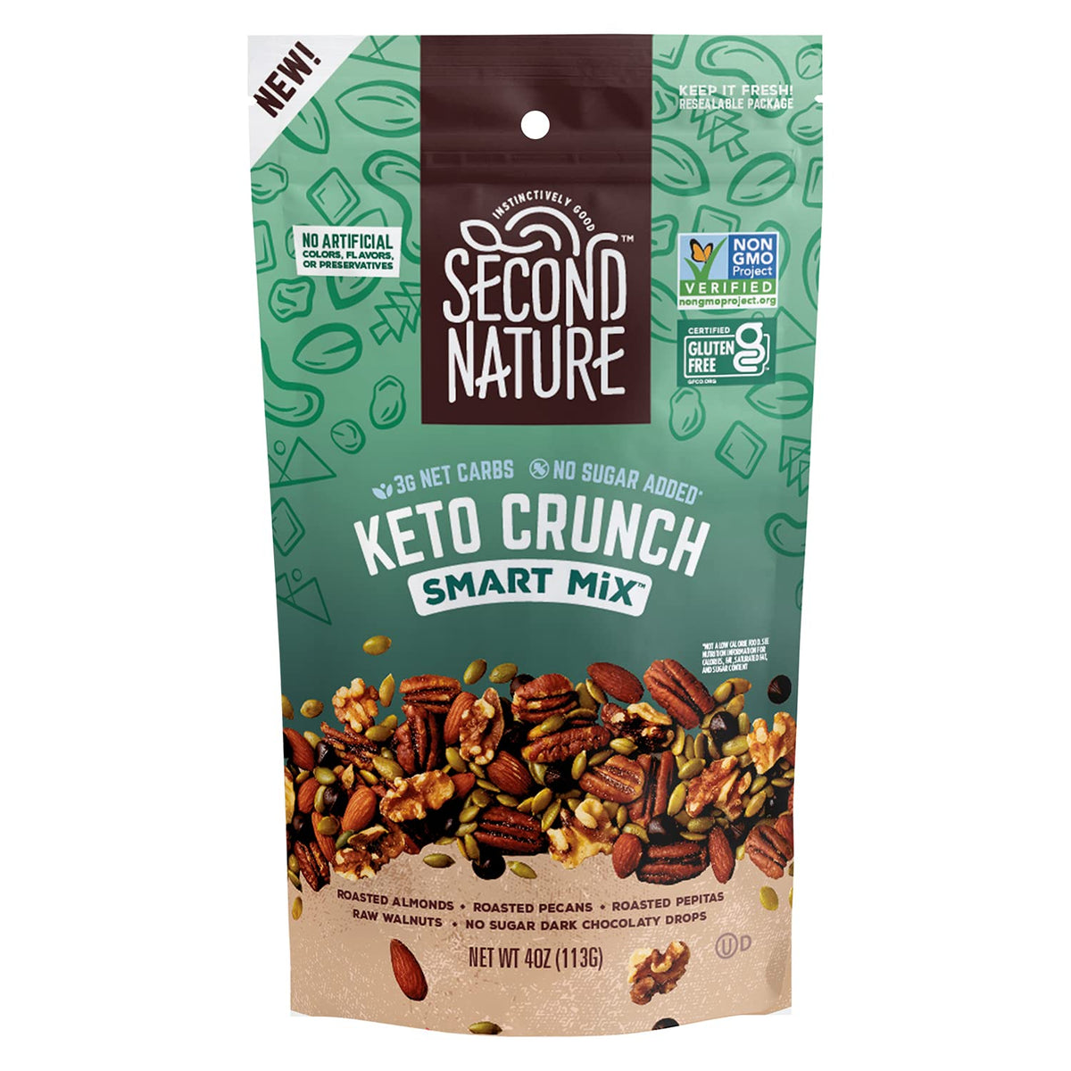 Second Nature Keto Crunch Smart Snack Mix, 4 Oz Individual Snack Packs (Pack Of 6) - Certified Keto Gluten Free Snack - No Sugar