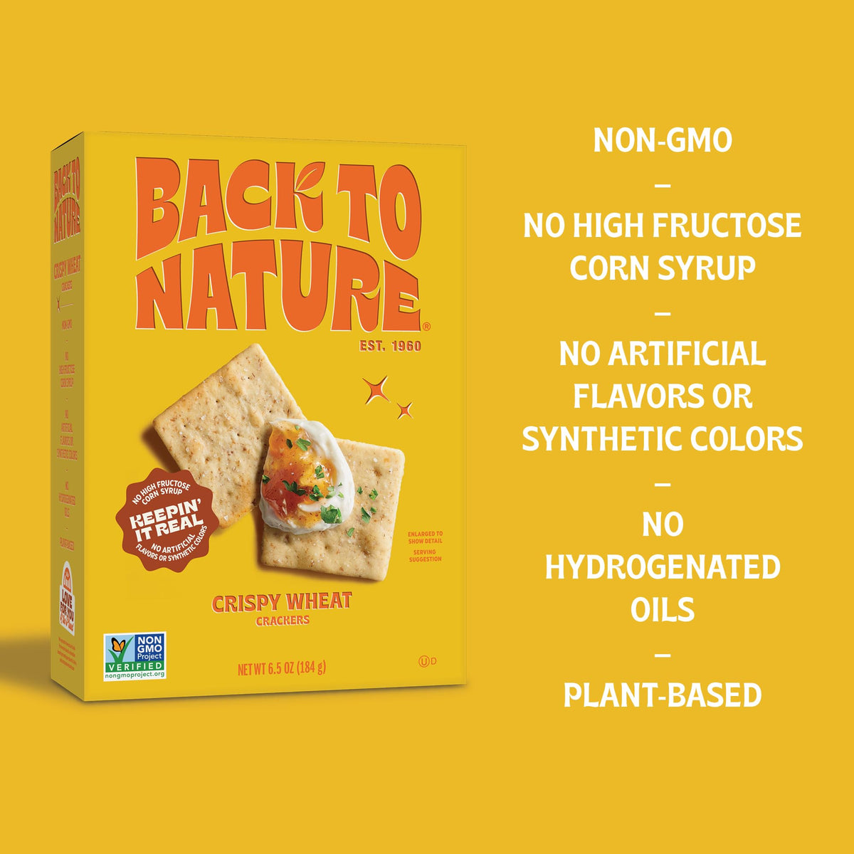 Back To Nature Crispy Wheat Crackers, Dairy Free, Non GMO, 6.5 Ounces (Pack Of 6)