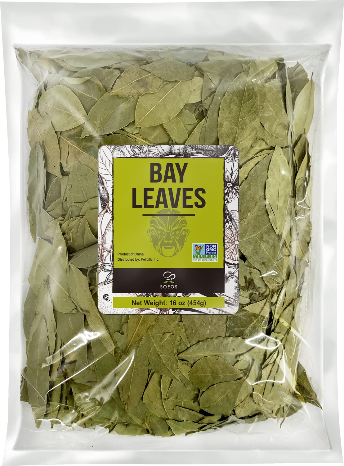 Soeos Bay Leaf, 1 lb (454g), Non-GMO Verified, Dried Bay Leaf, Freshly Packed to Keep Fresh, Bay Laurel Herbs for Cooking,Bay La