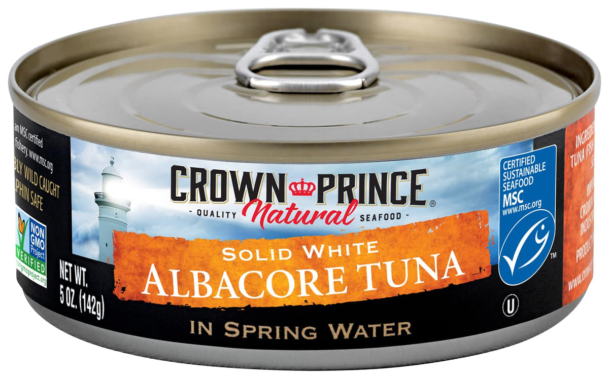 Crown Prince Natural Solid White Albacore Tuna in Spring Water, 5 Ounce Cans (Pack of 12)
