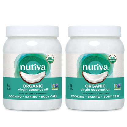 Nutiva Organic Coconut Oil 54 fl oz, Cold-Pressed, Unrefined Cooking Oil, Natural Hair Oil, Skin Oil, Massage Oil, USDA Organic,