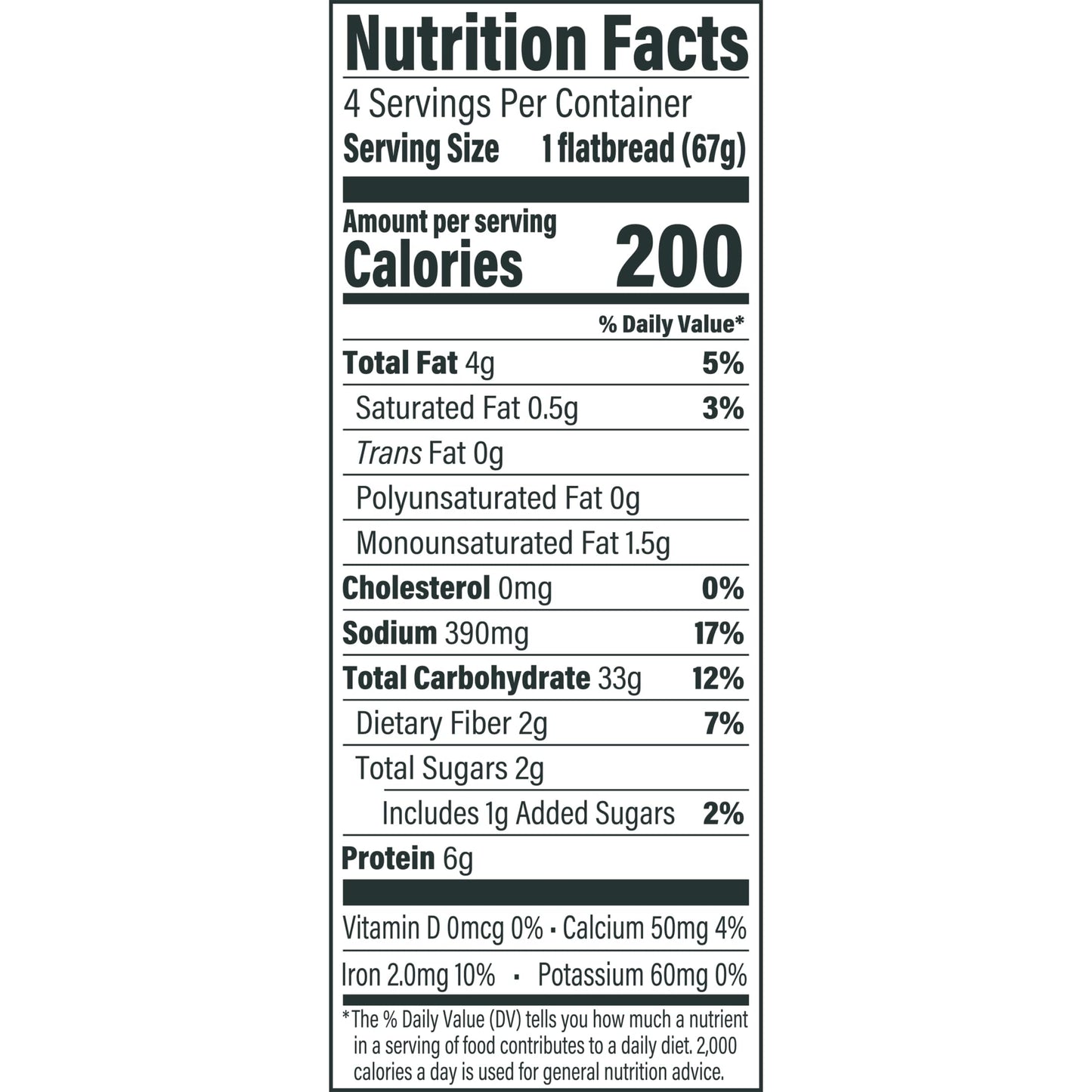 The Rustik Oven Artisan Style Original Flatbread, 4 count, (2.38 oz each), Plain Flatbread, 9.5 oz Bag
