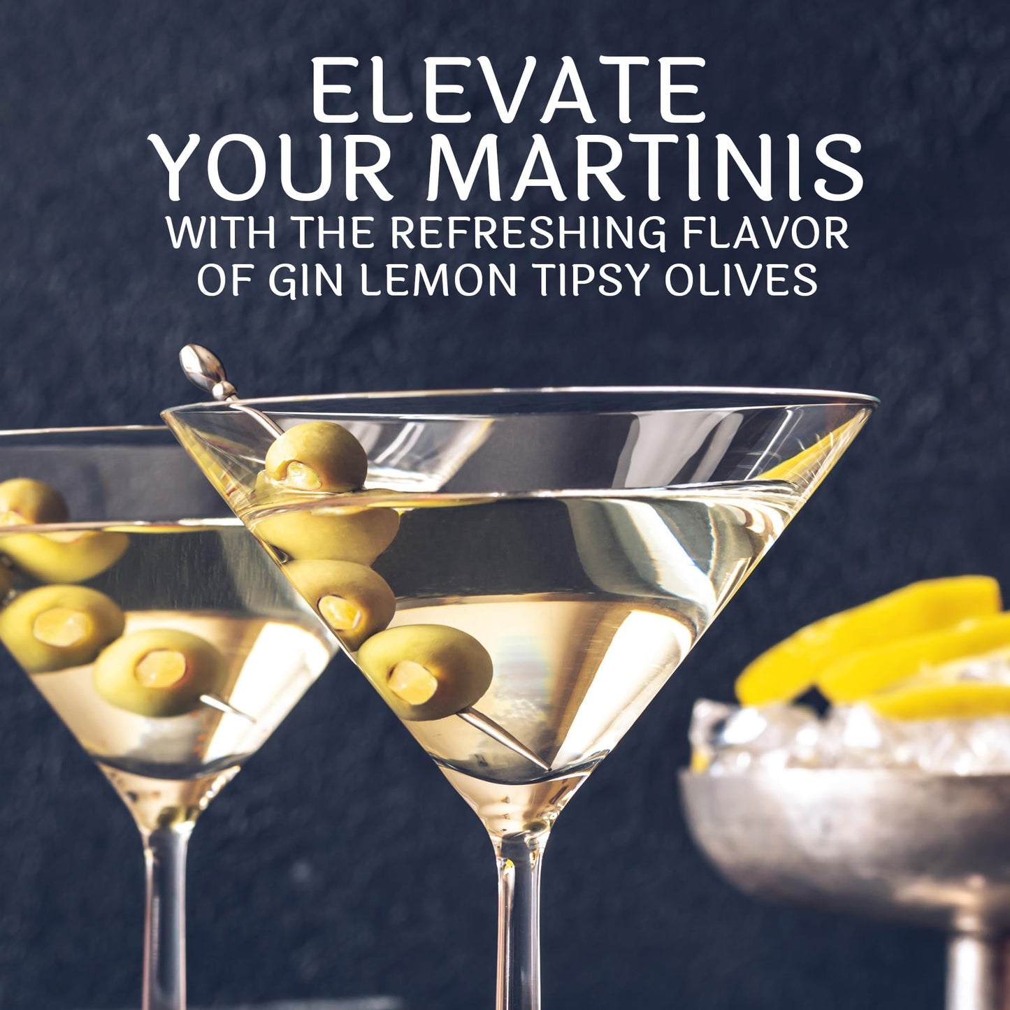 Sable & Rosenfeld Tipsy Olives - Green Olives Stuffed with Lemon - 5 oz Pack for Cocktails and Garnishes