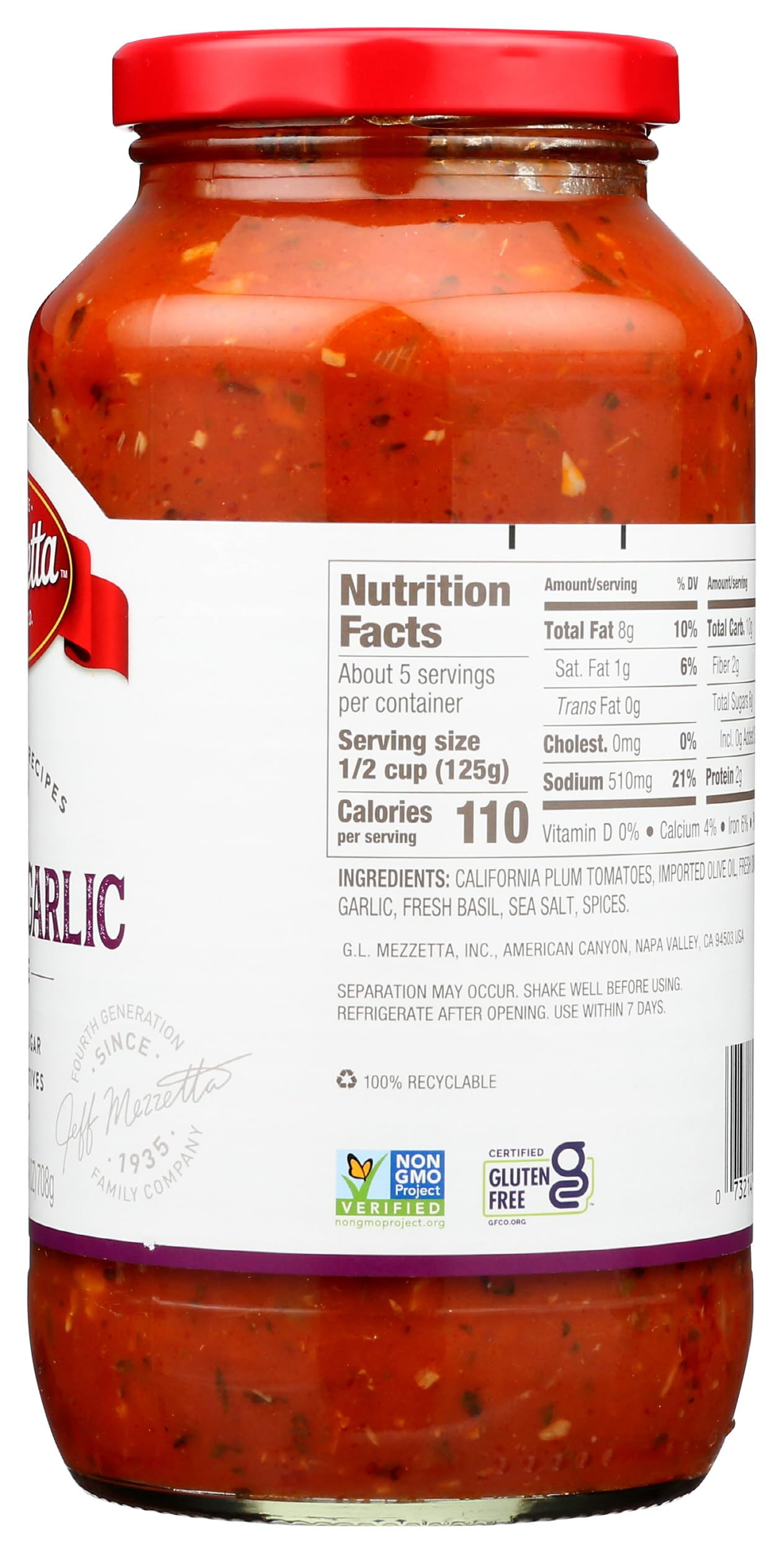 Napa Valley Bistro Pasta Roasted Garlic Sauce, 25 Ounce