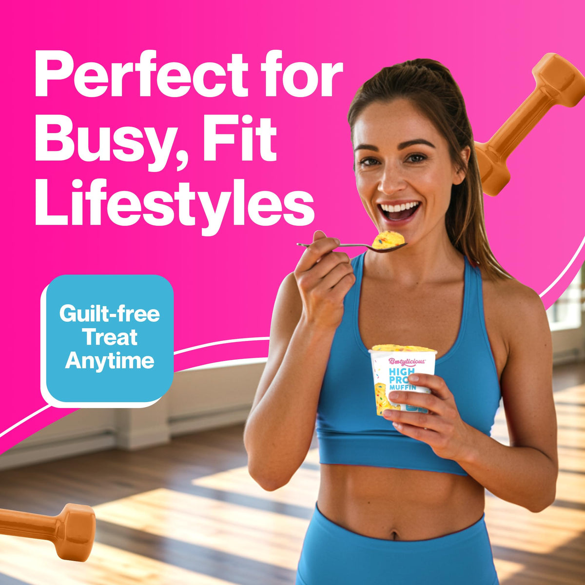 Bootylicious | High-Protein Muffin | 25g Protein, 7g Net Carbs, 2.32-2.75oz Cup, 12-Pack (Birthday Cake)