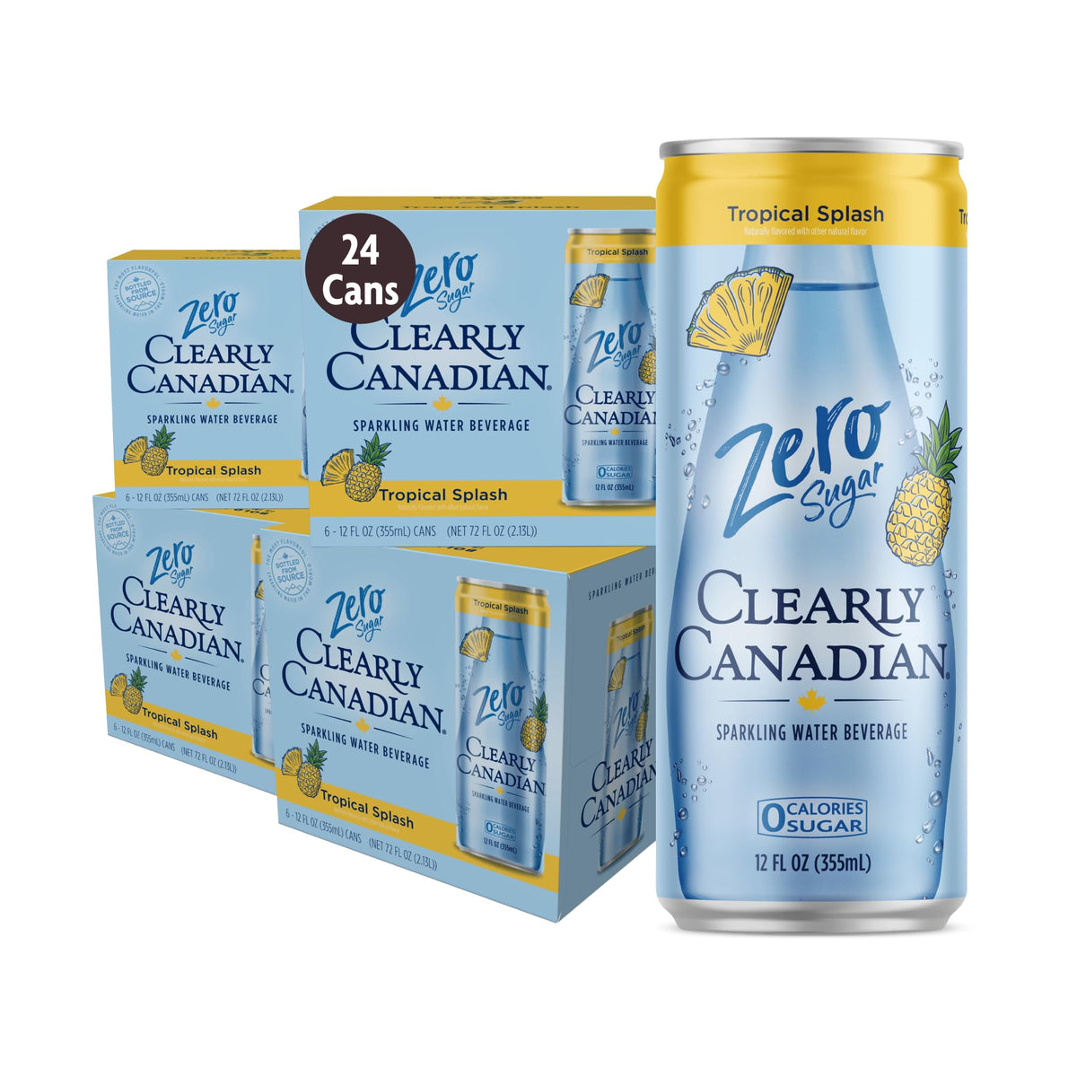 Clearly Canadian Sparkling Water Beverage, Zero Sugar & Zero Calories, 12 Fl Oz (Pack of 24)