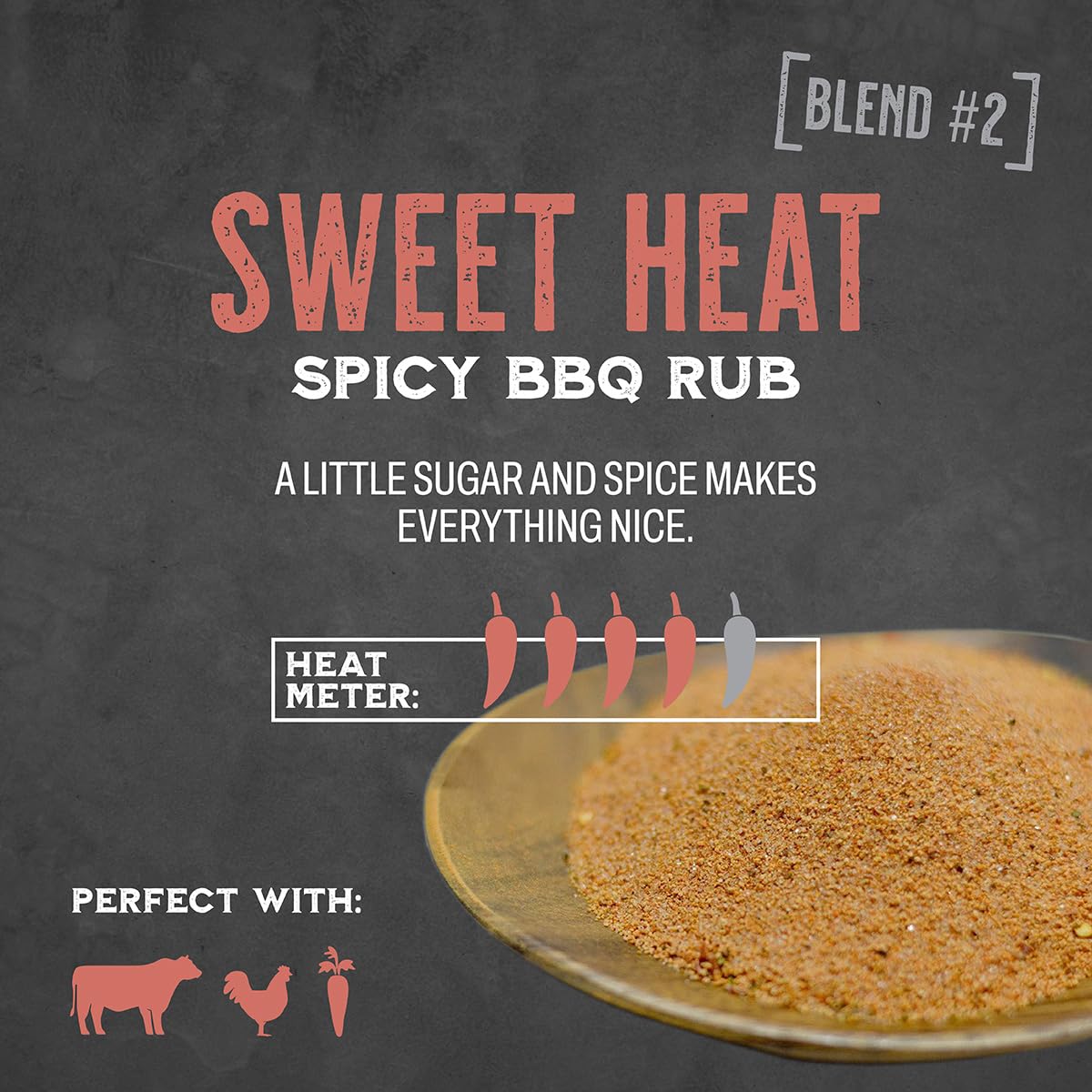 Spice Guru Sweet Heat BBQ Rub - Seasoning for Cooking and Grilling - 0.8 Ounce (Pack of 5) - Gifts for Men Who Cook