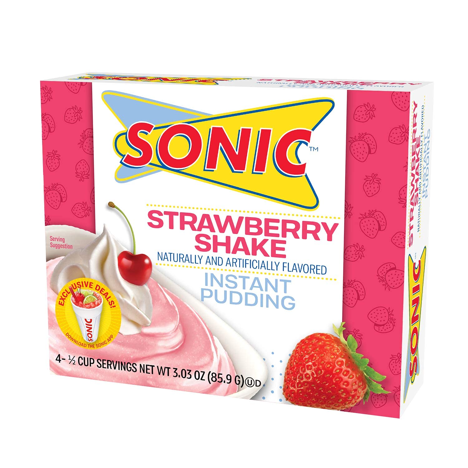 Sonic Instant Pudding, Strawberry Shake, 3.03 Oz (Pack Of 3)