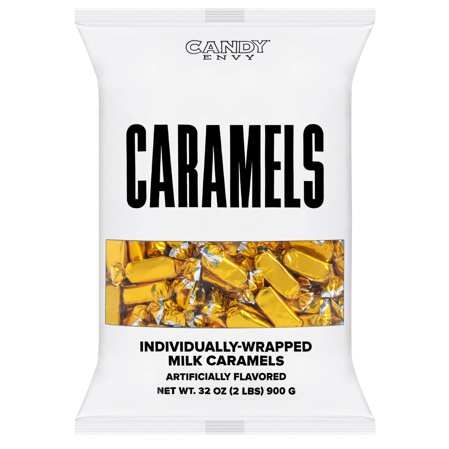 Candy Envy - Individually Wrapped Caramels - Gold Wrapper - 2 Pound Bulk Gold Candy