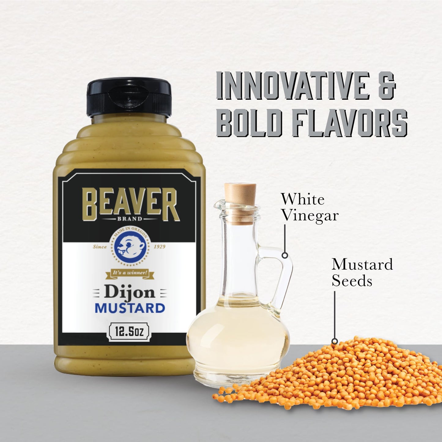 Beaver Traditionally Hot Dijon Mustard, 12.5 Oz Squeeze Bottle