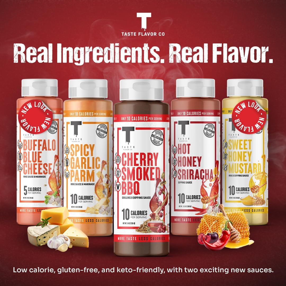 Taste Flavor Co. Wing Sauce and Marinade, Great Tasting, Keto Friendly, Low-Calorie Sauce (Sesame Ginger Teriyaki)
