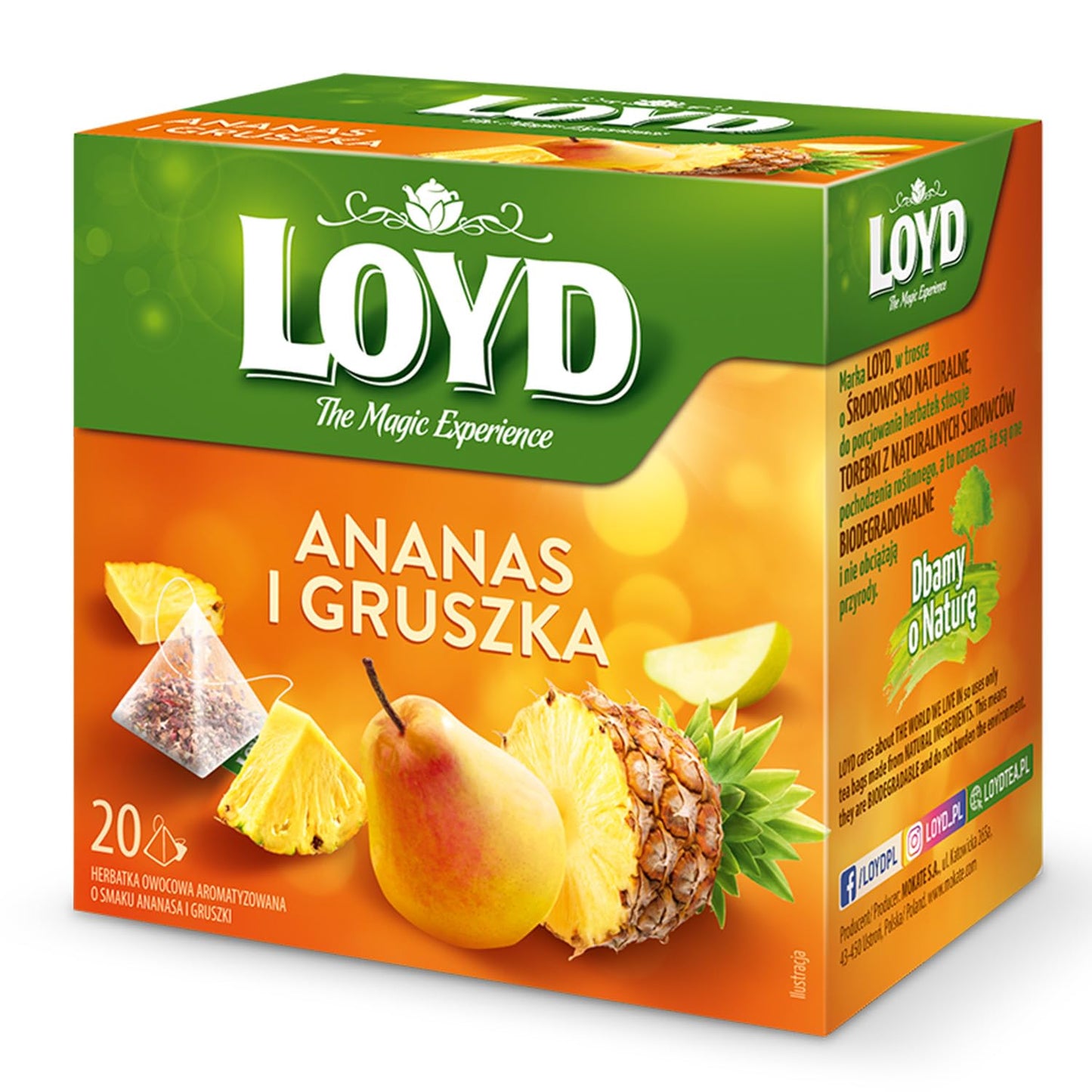 Loyd Flavoured Fruit Tea Pineapple & Pear, 20 Count Teabags