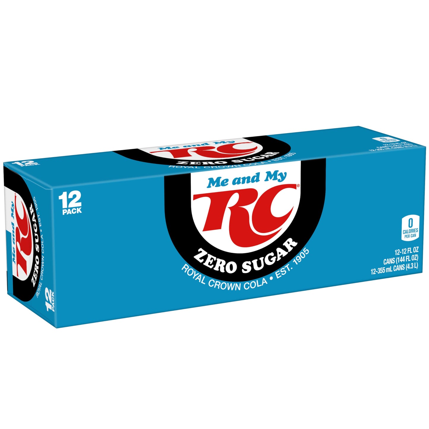 RC Cola Zero Sugar Soda, 12 Pack of 12 fl oz Cans - Refreshing Low-Calorie Beverage
