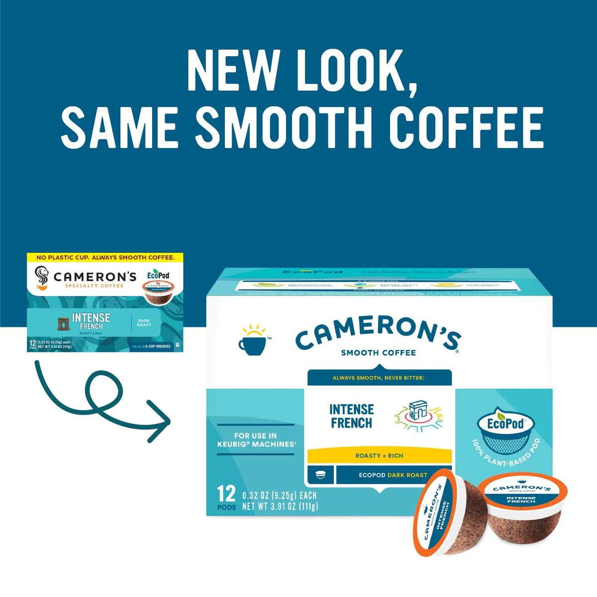 Camerons Coffee Single Serve Pods, Intense French, 12 Count (Pack of 1)