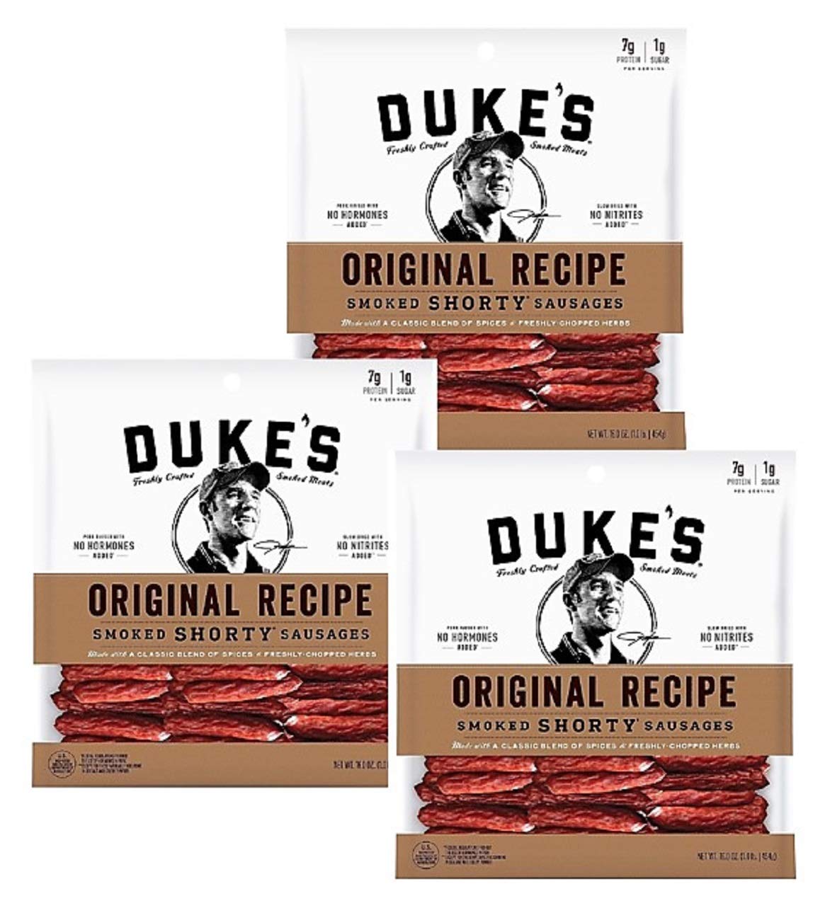 YONLICH Dukes Smoked Shorty Sausages, Original Recipe, 16 oz (3 Pack)