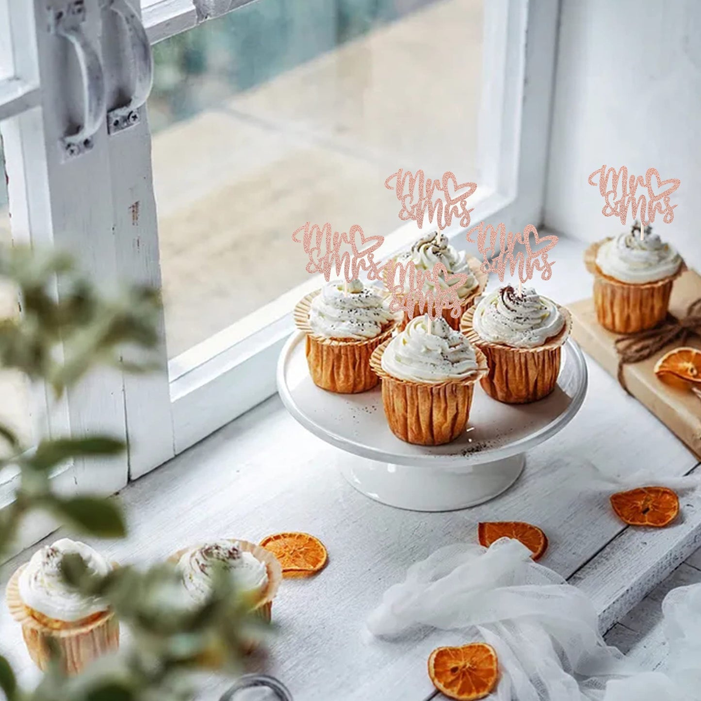 36 Pcs Mr & Mrs Cupcake Toppers With Love Heart Wedding Engagement Cake Picks Decorations For Bridal Shower Birthday Party Suppl