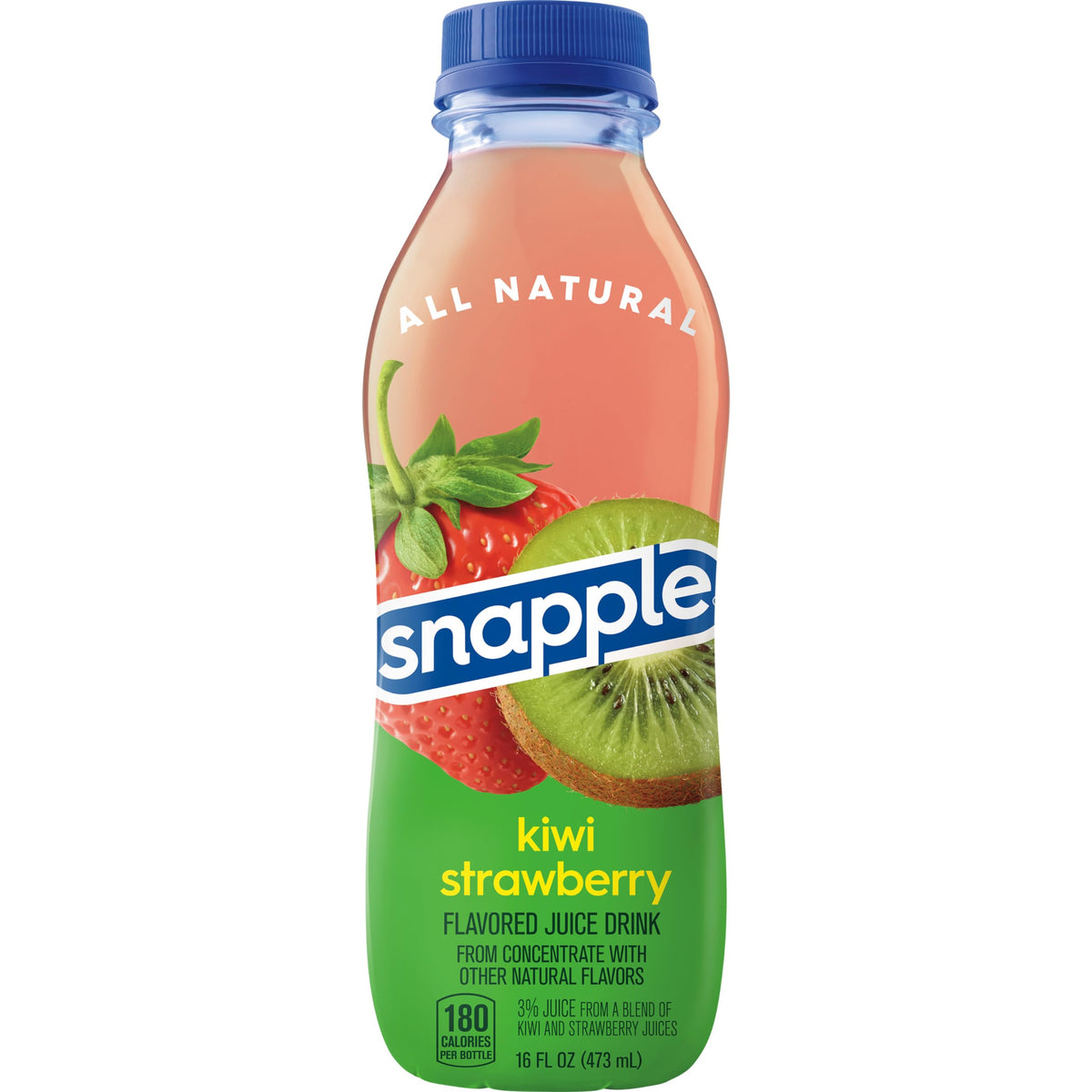 Snapple Kiwi Strawberry Juice Drink, 16 fl oz recycled plastic bottle, 6 pack
