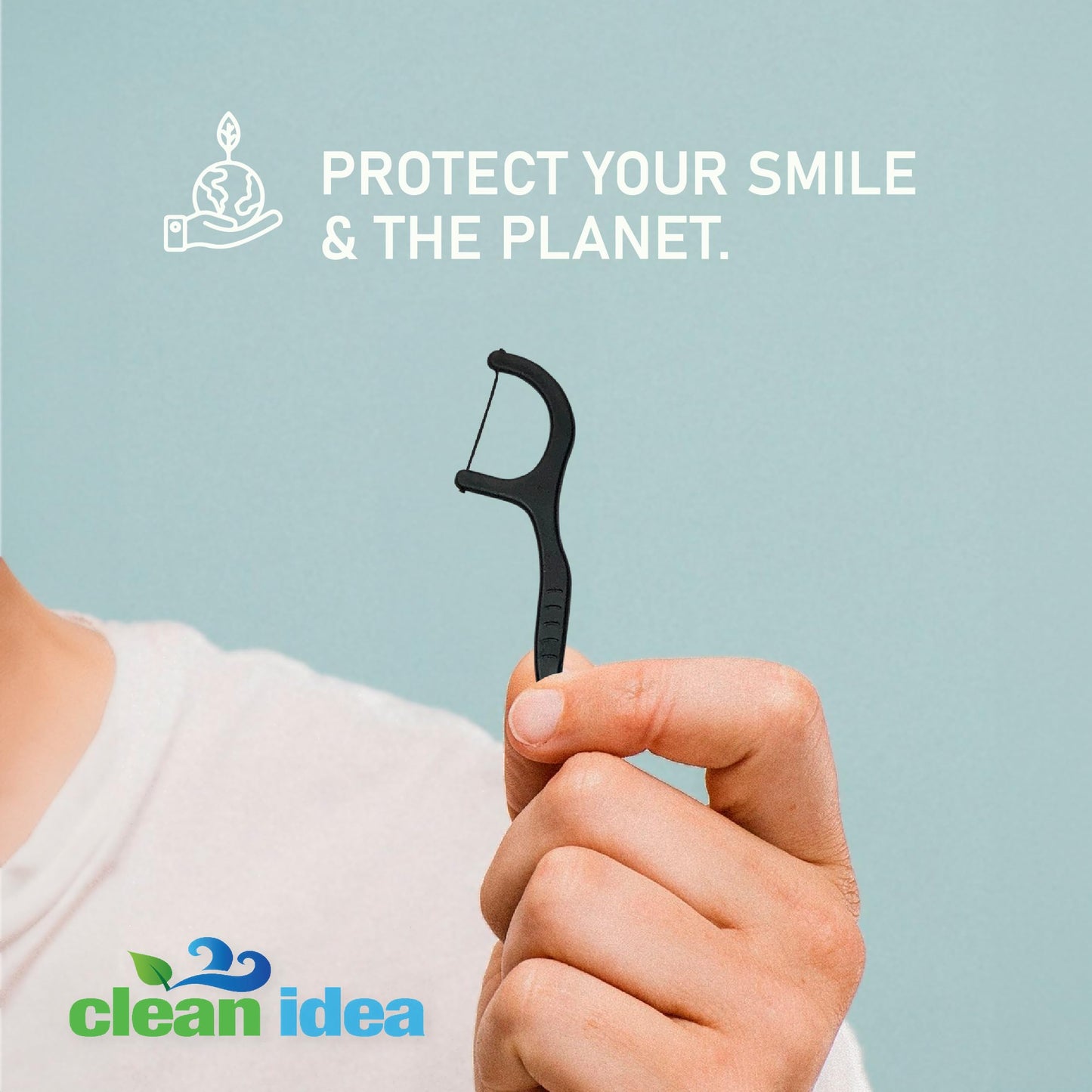 Clean Idea Ecoflosser 300 Picks - Charcoal Dental Floss Picks For Teeth Cleaning - Biodegradable Floss Picks - Dental Floss Pick
