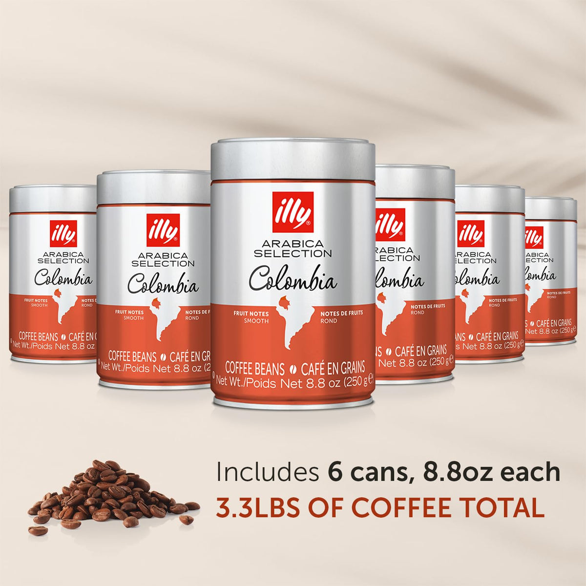 Illy Whole Bean Coffee - Perfectly Roasted Whole Coffee Beans - Colombia Medium Roast - Smooth Taste, Notes Of Fruit - Fruit Not