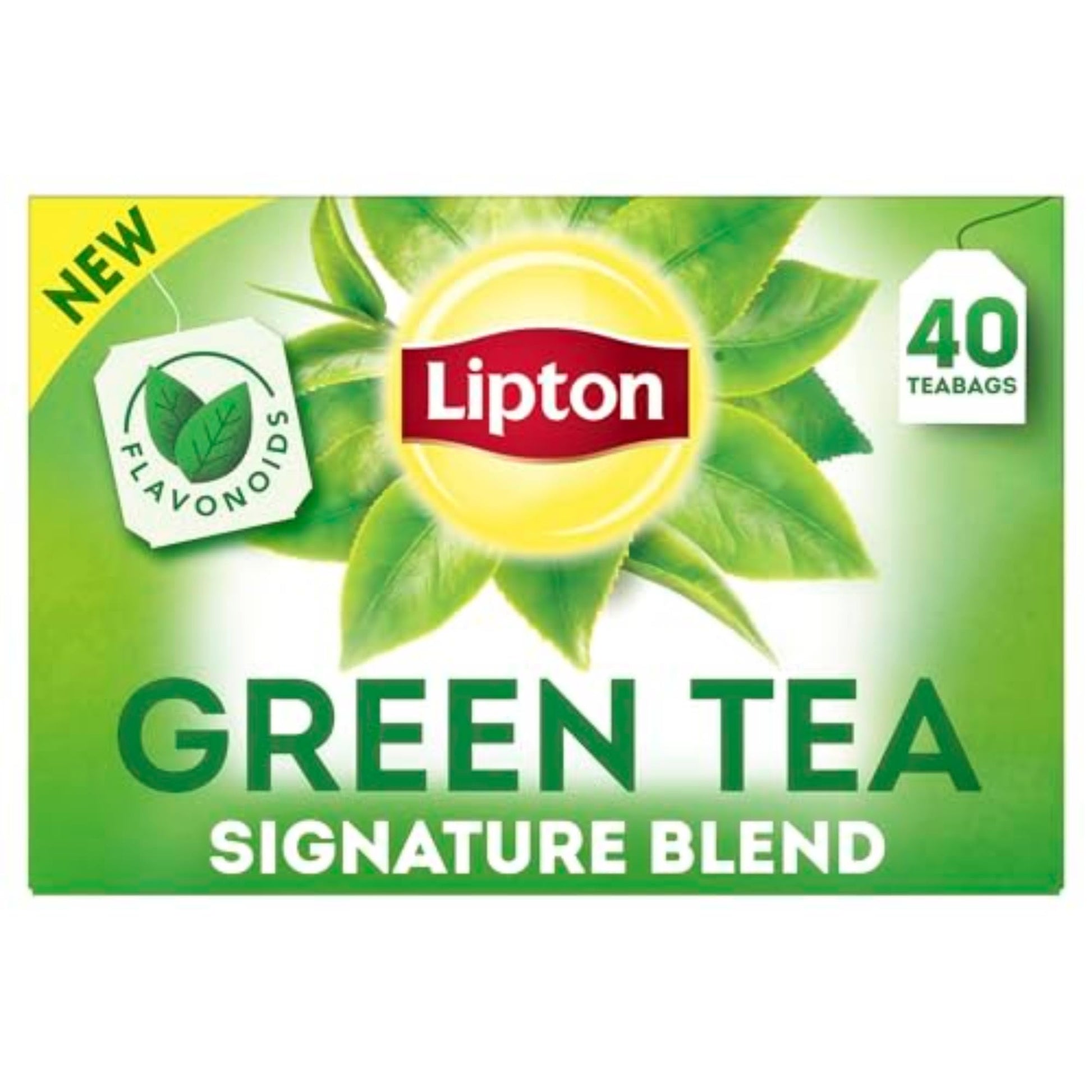 Lipton Green Tea Bags, Unsweetened, 40 Count, Caffeinated Teabags for Hot or Iced Tea, Model 800321