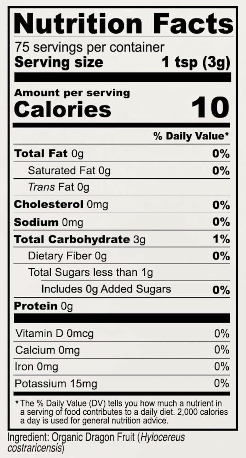 Anthonys Organic Dragon Fruit Powder, 8 oz, Freeze-Dried, Gluten Free, Non GMO