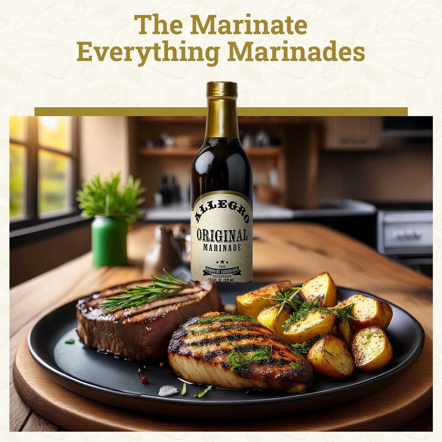 Allegro Marinade Variety Pack - 4 Sauces for Meat & Veggies, 12.7 Oz Each - Original, Hickory Smoke, Hot & Spicy, Tennessee spirit-inspired flavor