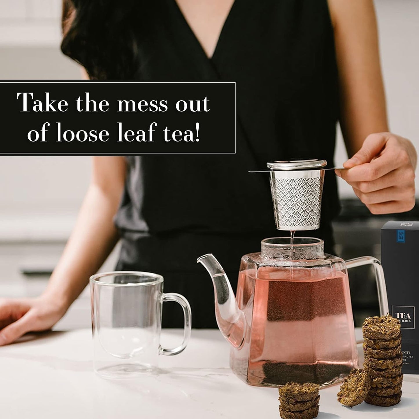 iLOLA Tea Disc Set | Organic Loose Leaf Probiotic Tea | Stainless Steel Infuser | Gift Box Set