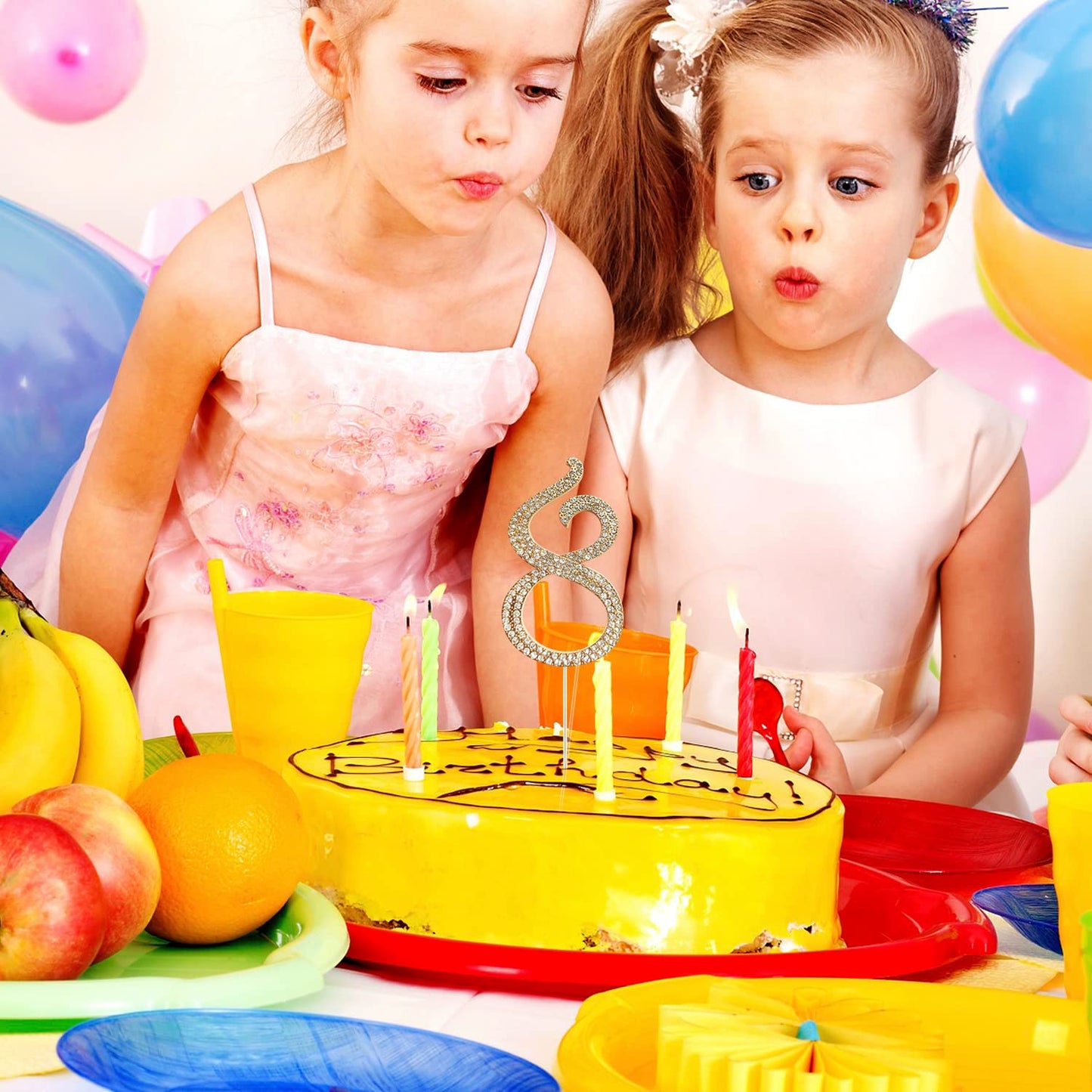 Becizy Large Gold Rhinestone Birthday Cake Topper for 6th Birthday, Party Decorations